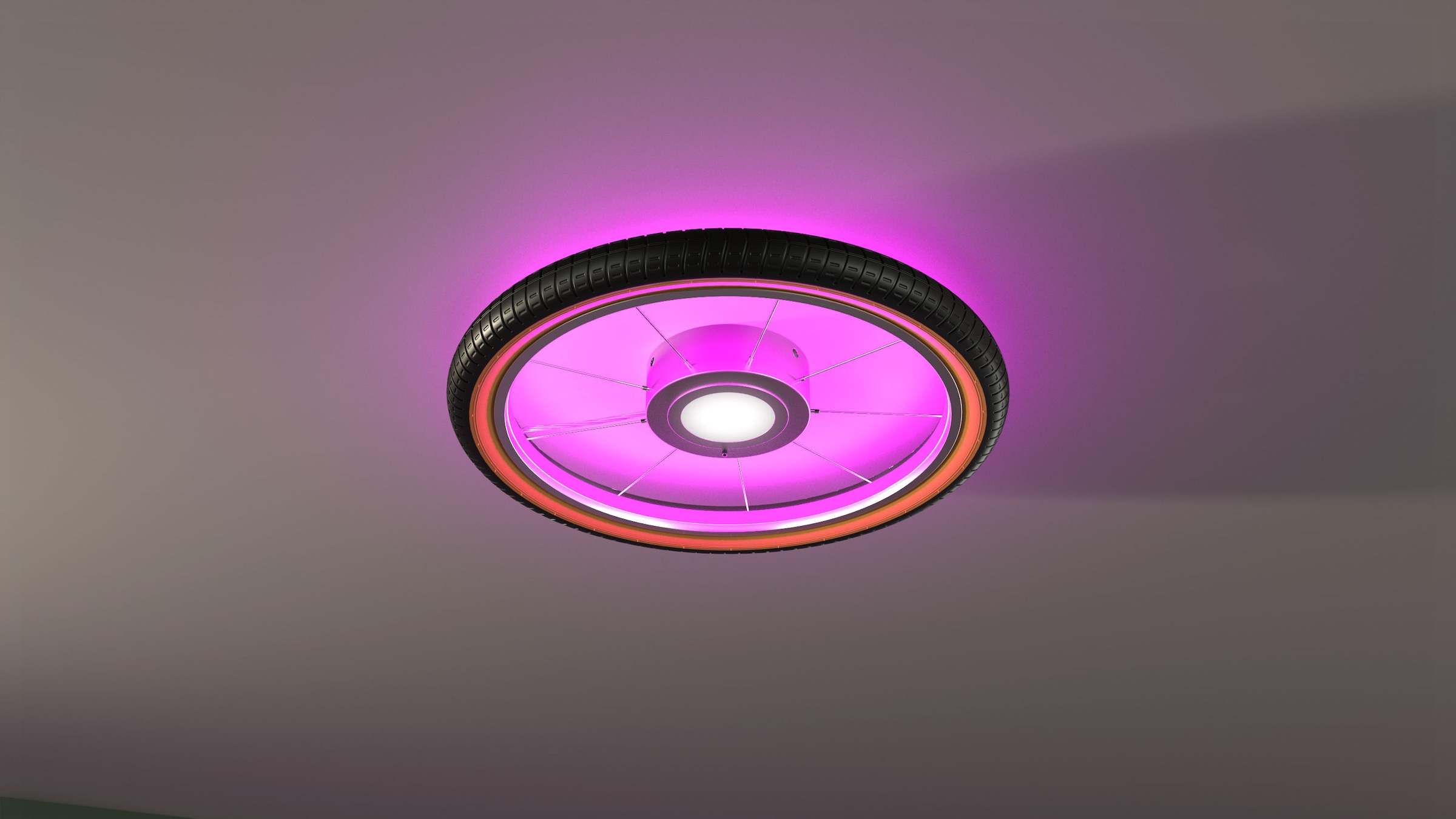 my home Deckenleuchte »Bela, Wheel, Reifen, Deckenlampe im Reifendesígn«, Leuchtmittel LED-Modul | LED wechselbar, Ø 51cm, Hauptlicht und indirekte Beleuchtung getrennt schaltbar