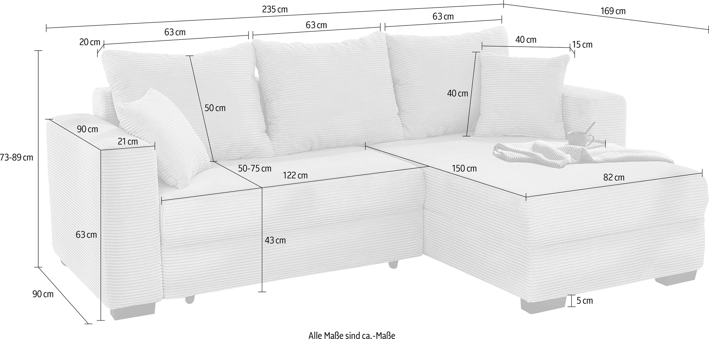 Jockenhöfer Gruppe Ecksofa »Elmau, L-Form«, inkl. Bettfunktion, Bettkasten, Ottomane links/rechts montierbar