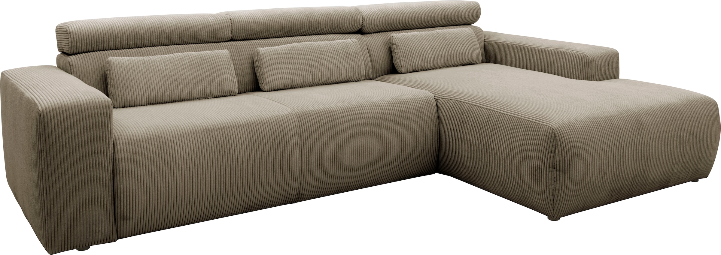 DOMO collection Ecksofa »Brandon große Ausführung B/T/H: 289/177/80 cm, auch in Leder und Cord«, mit Kopfteilverstellung, wahlweise Sitztiefenverstellung, L-Form