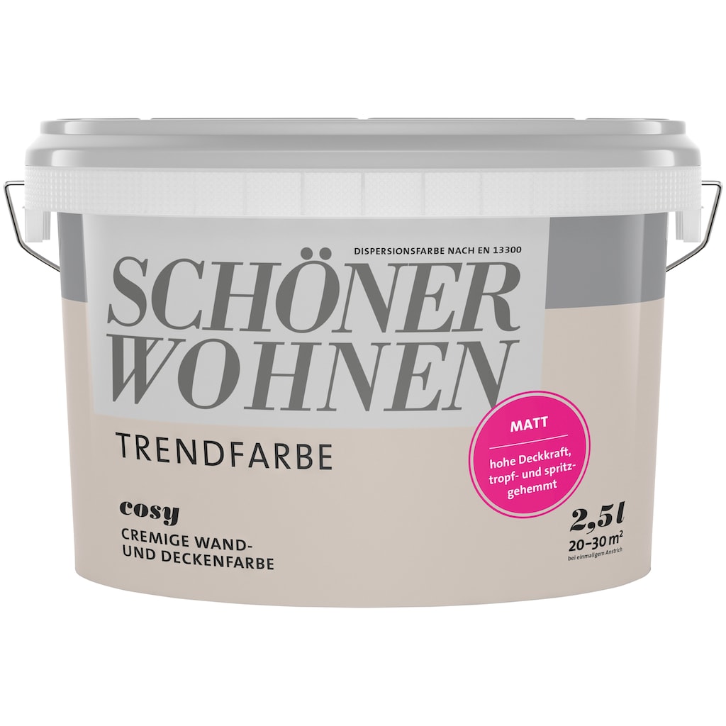 SCHÖNER WOHNEN-Kollektion Wand- und Deckenfarbe »Trendfarbe«, 2,5 Liter, Cosy, hochdeckende Wandfarbe - für Allergiker geeignet
