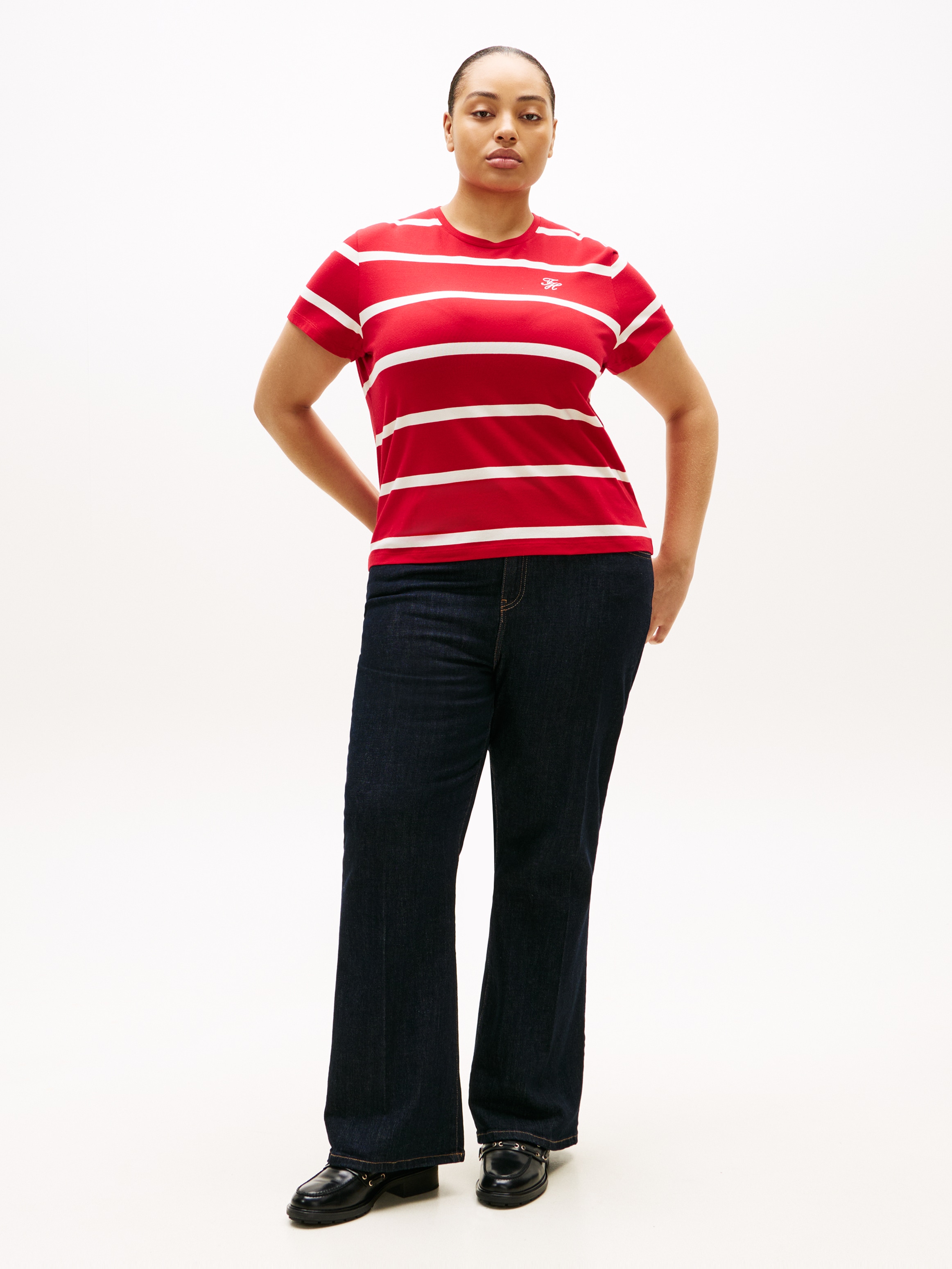 Tommy Hilfiger Curve Kurzarmshirt »CRV TH SCRIPT REG C-NK SS TEE« in großen Größen