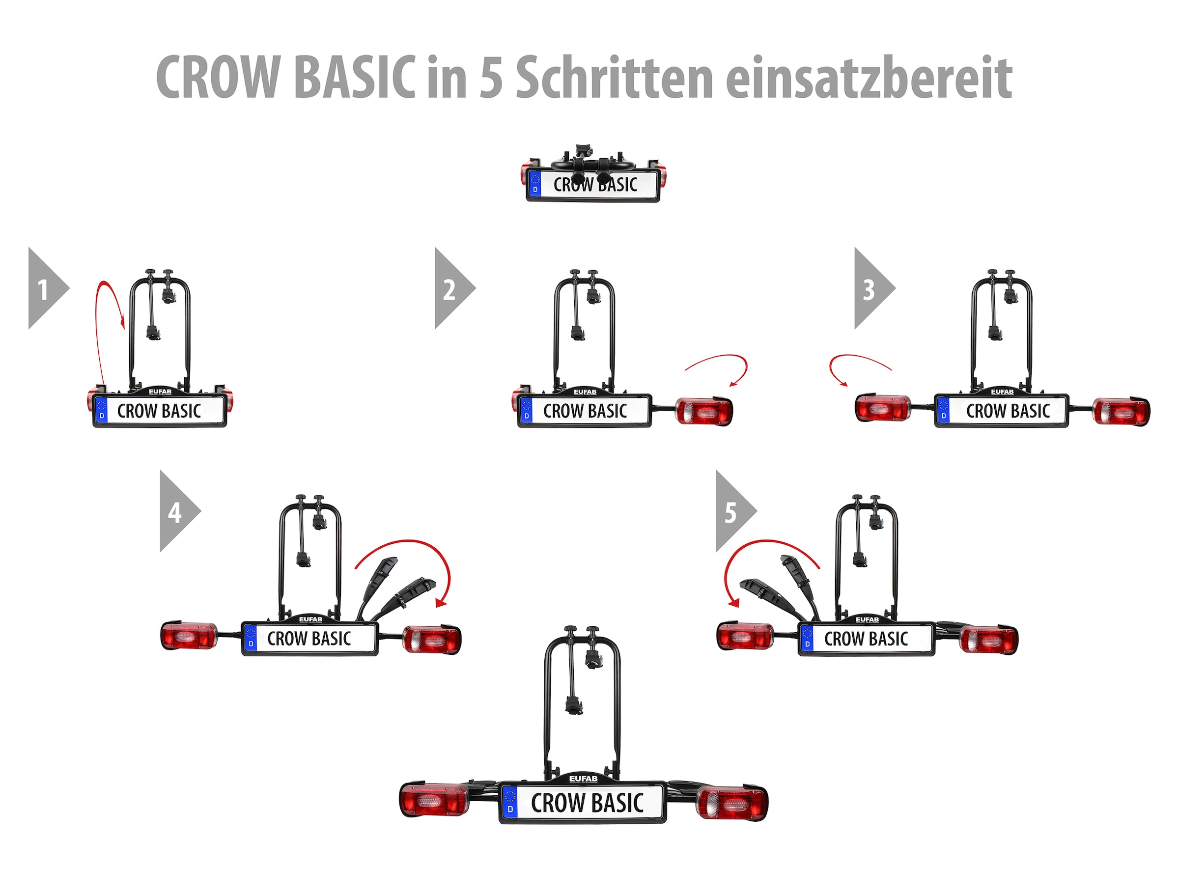 EUFAB Kupplungsfahrradträger »EUFAB 11569 CROW BASIC«, E-Bike geeignet