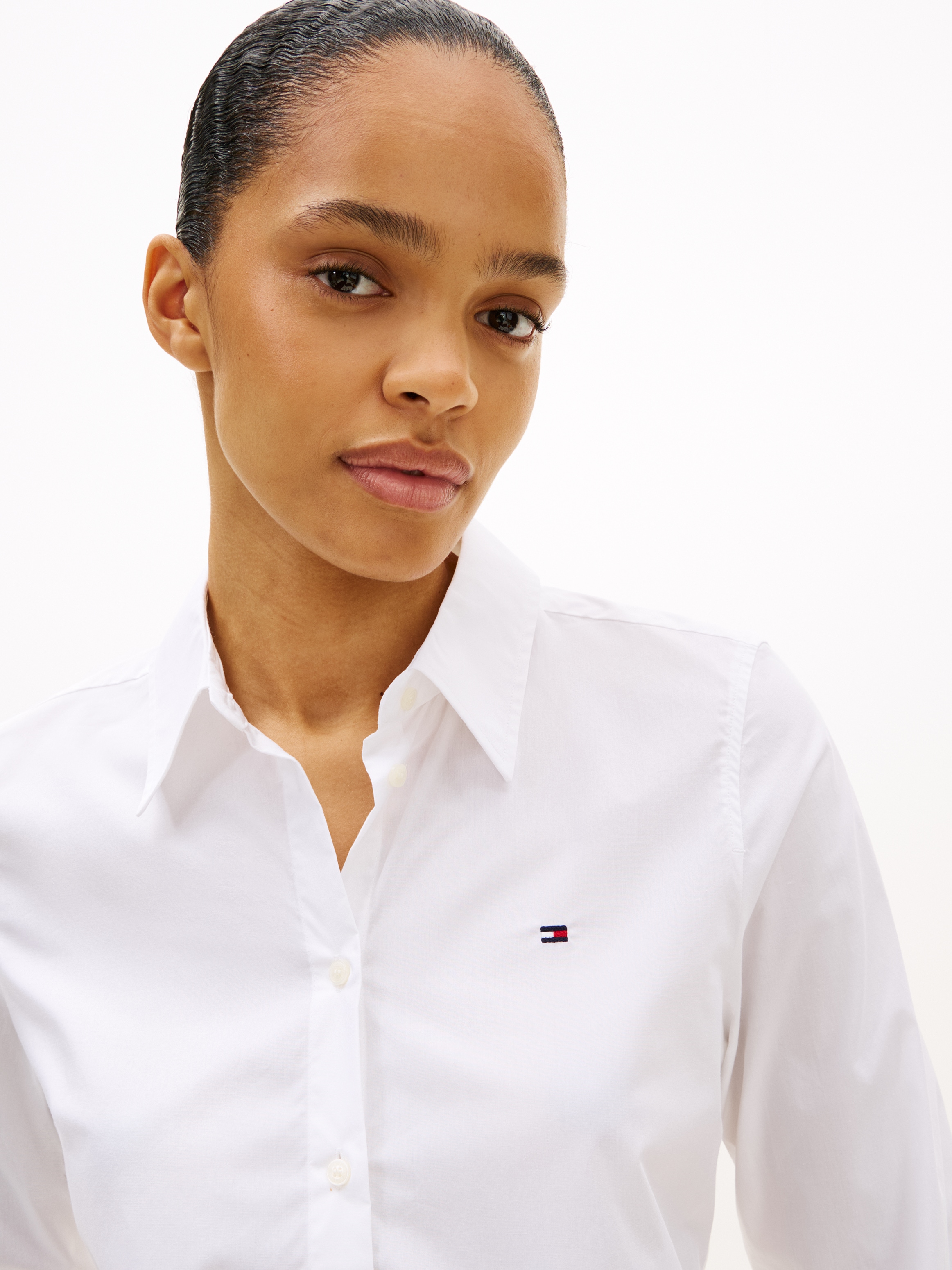 Tommy Hilfiger Hemdbluse »STRETCH REGULAR LS SHIRT« mit gesticktem Tommy Hilfiger Logo, Regular Fit