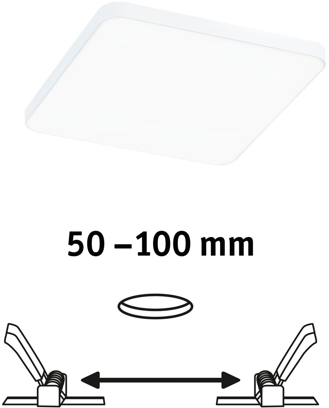 Paulmann LED Einbauleuchte »Veluna VariFit Edge IP44 eckig 120x120mm 650lm 4000K Weiß«, 1 flammig, LED Einbaupanel IP44 eckig 120x120mm 650lm 4000K Weiß