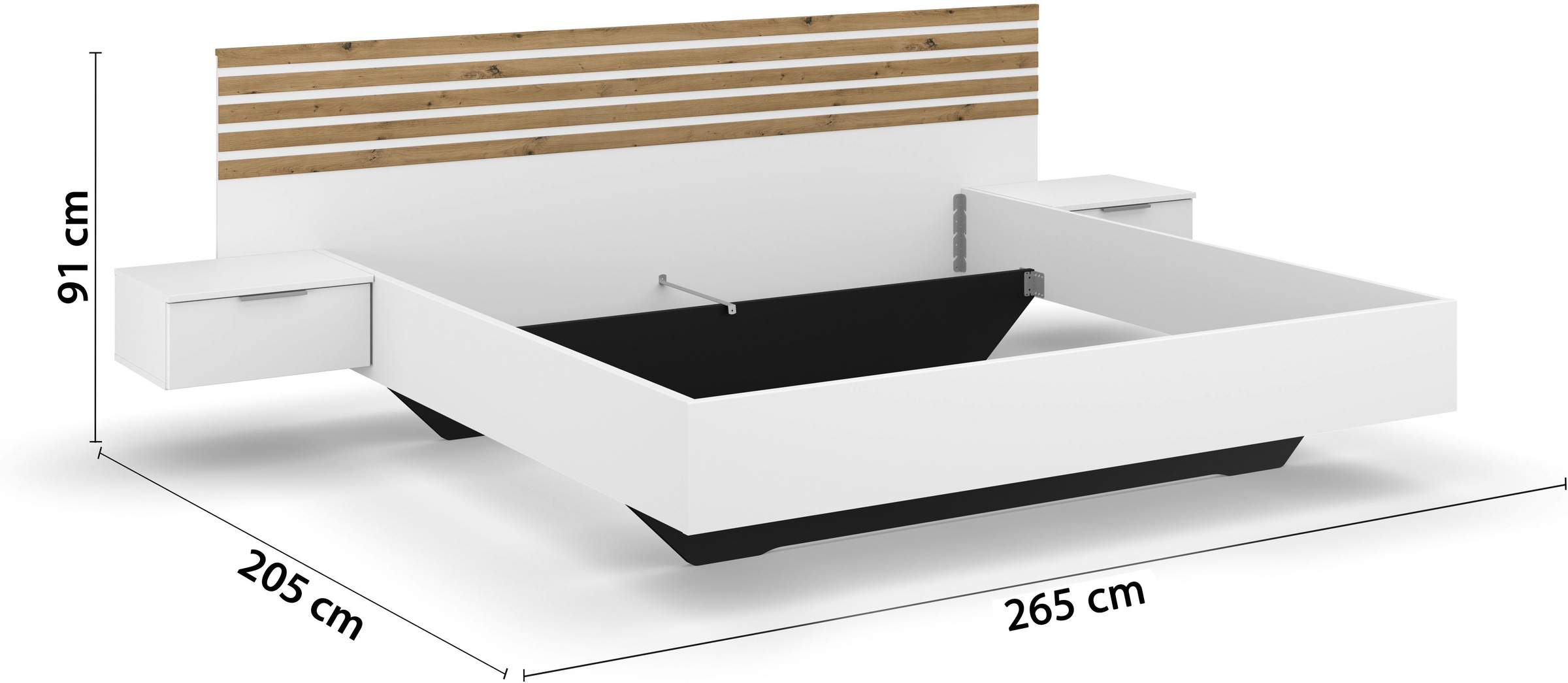 rauch »Doppelbett Futonbett LAMELLA in schwebender Optik« Bett 160x200 oder 180x200 cm,  mit eleganter Lamellenabsetzung und 2 Hängenachttische MADE IN GERMANY