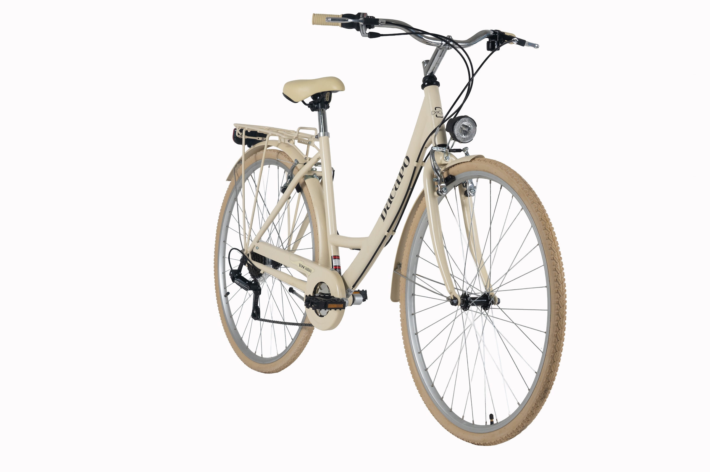 Dacapo Cityrad »DaCapo Damenrad 28'' Toscana Beige 6 Gänge« 6 Gang Shimano Tourney Schaltwerk Kettenschaltung