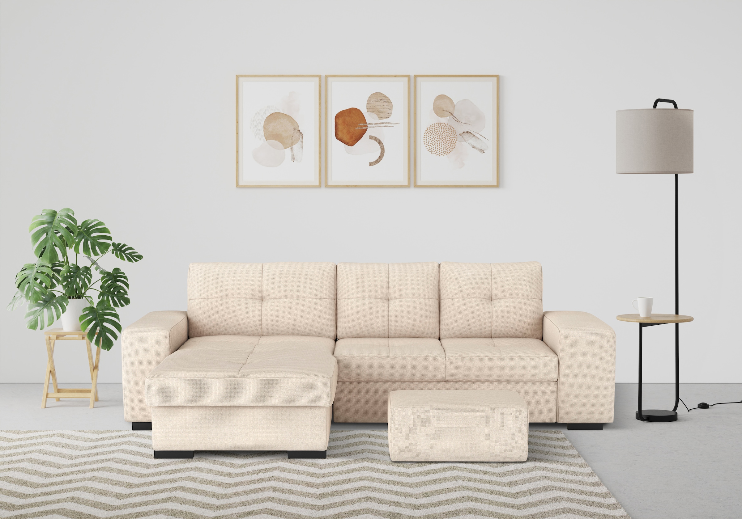 COTTA Ecksofa »Mattina L-Form« mit Hocker, wahlweise mit Bettfunktion & Bet günstig online kaufen