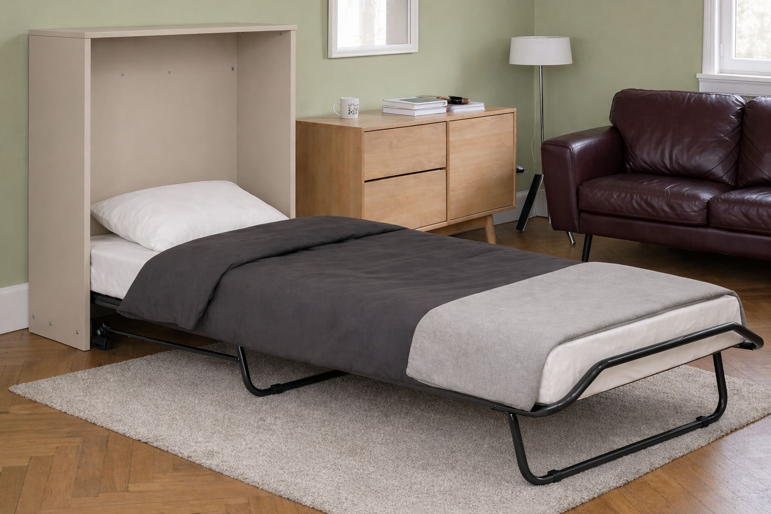 Home affaire Schrankbett »Sognum als Gästebett nutzbar, Wandklappbett in Kommodenoptik« in den Farben weiß, schwarz und kaschmir erhältlich,  inkl. Matratze, platzsparendes Klappbett, optimal für kleine Räume