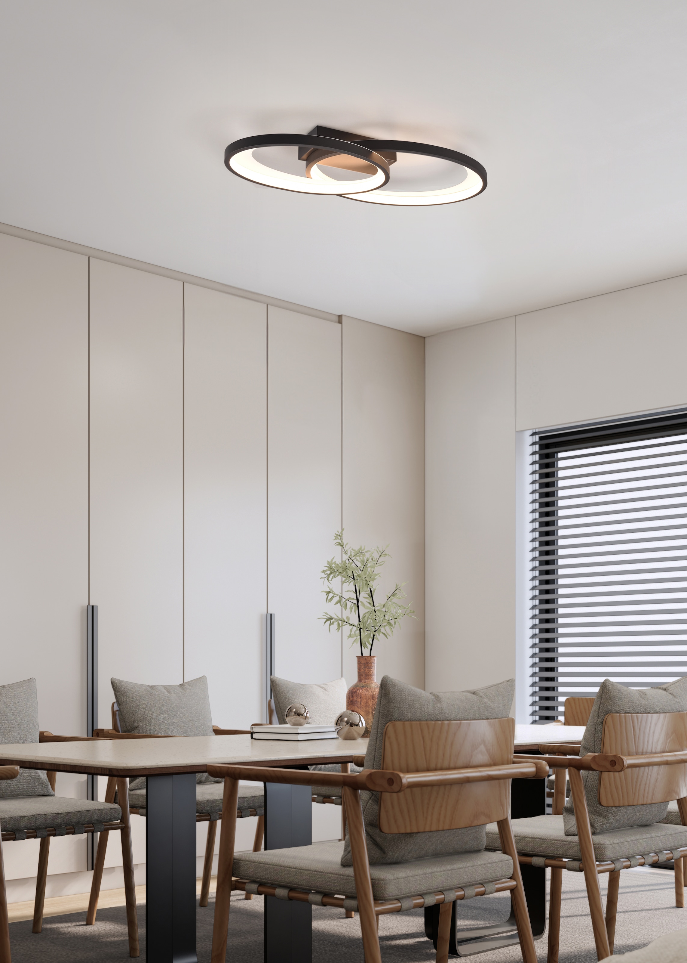 REALITY Leuchten LED Deckenleuchte »MALAGA, LED Deckenlampe warmweiß 25W 2900 Lumen auch Wandmontage mögl.«, 1 flammig, Leuchtmittel LED-Board | LED fest integriert, indirektes Licht, 57x30cm, Wand- Deckenleuchte Schlafzimmer Wohnzimmer