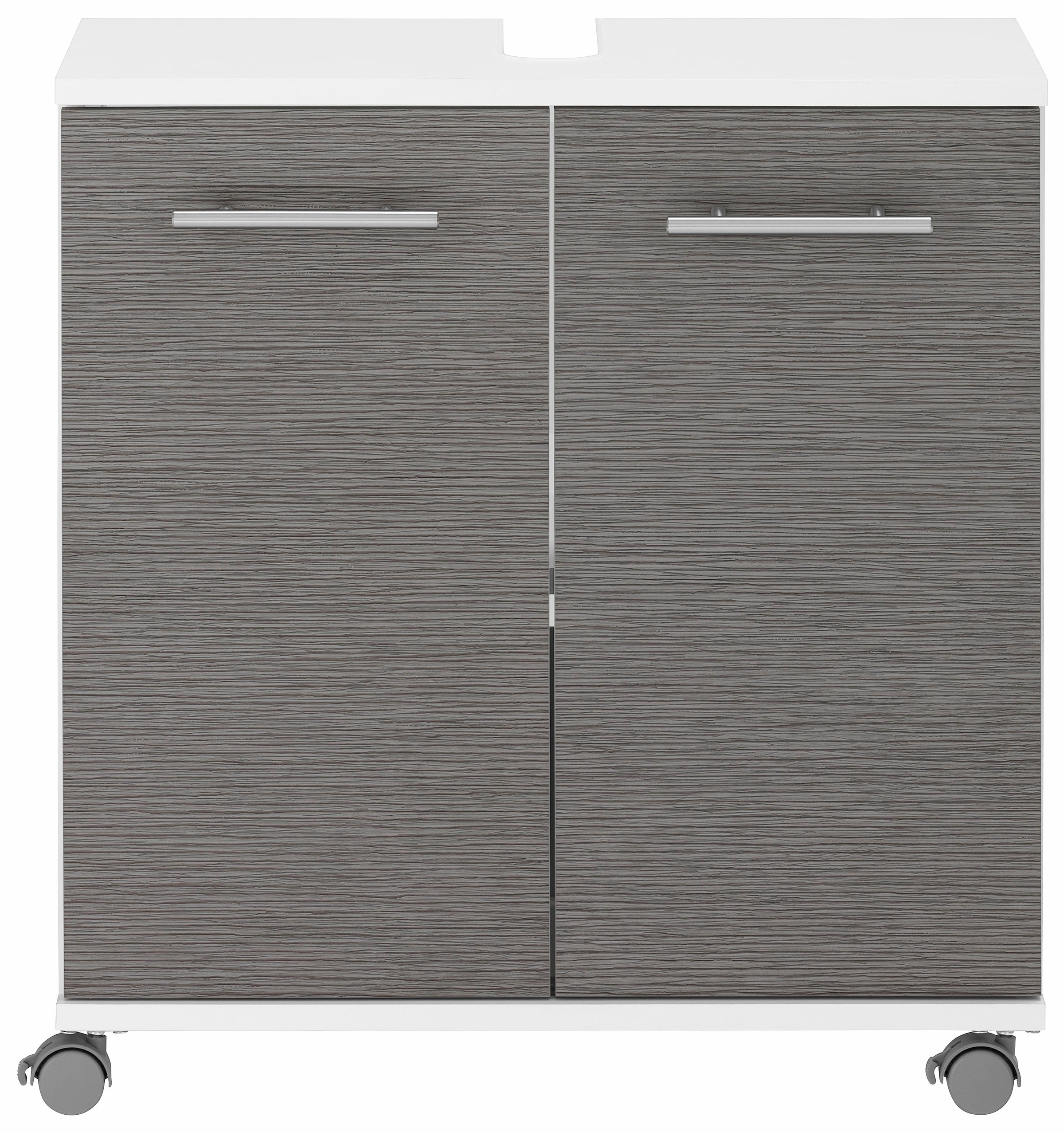 welltime Waschbeckenunterschrank »Emmi, Breite 59 cm«, Siphonausschnitt, Metallbeschläge