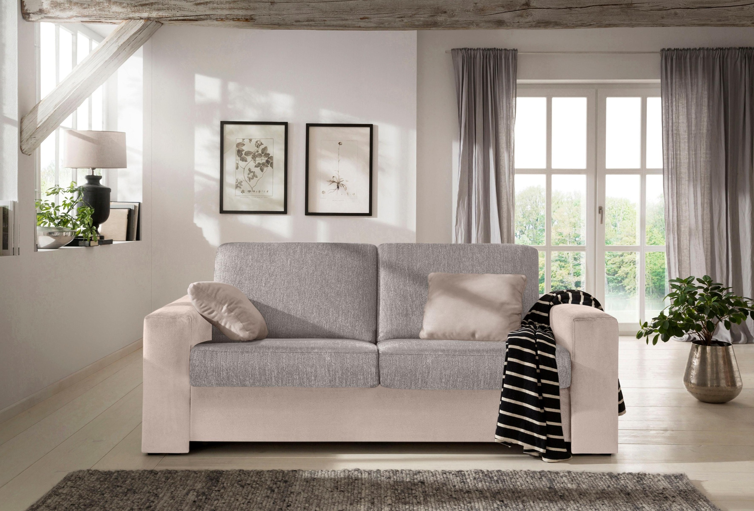 Home affaire Schlafsofa »Roma Matratzenhöhe 14 cm«, Dauerschlaffunktion, mit Unterfederung, Lattenrost, Matratze
