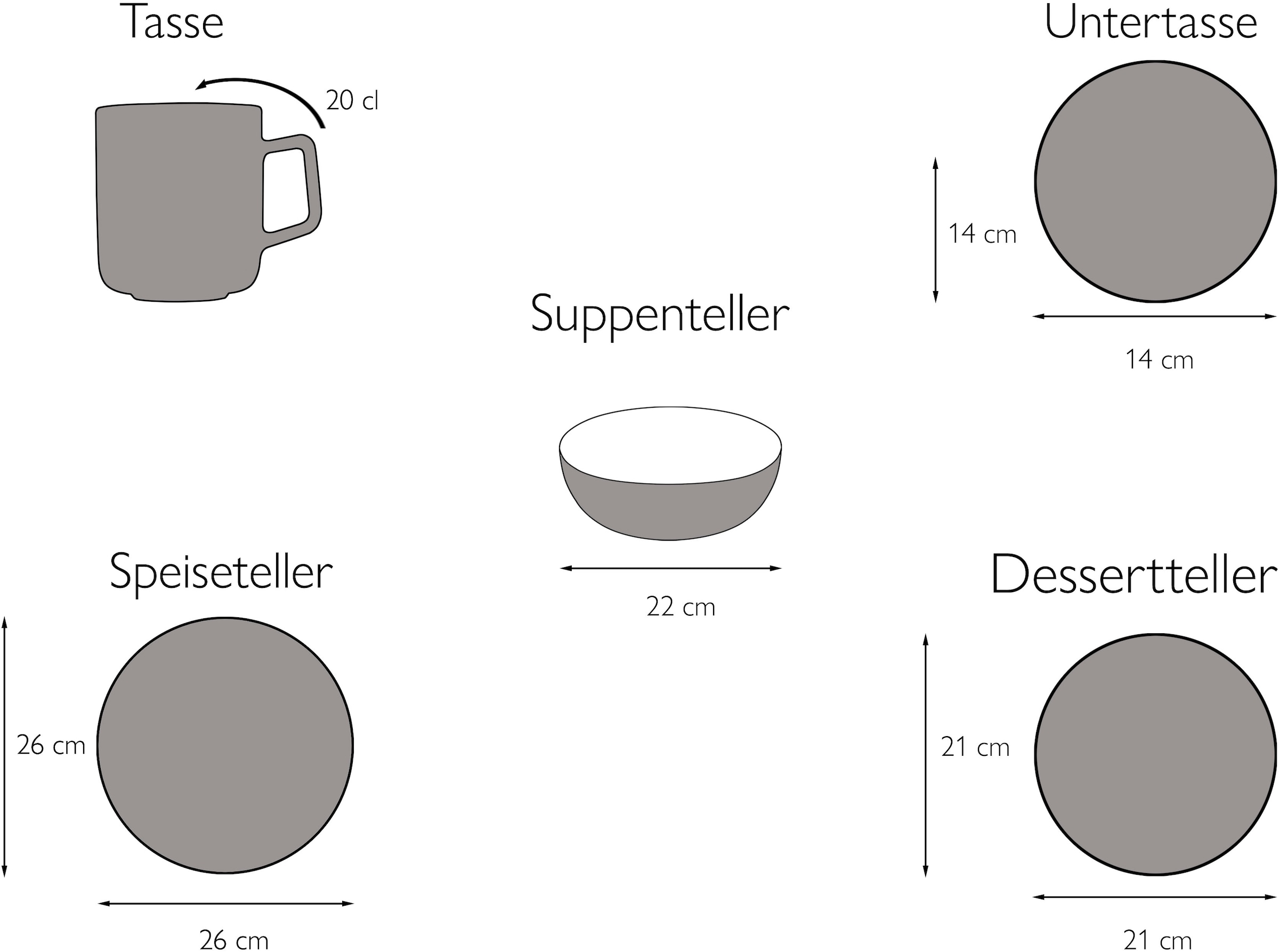 CreaTable Kombiservice »Geschirr-Set Crimson«, (Set, 30 tlg., Kaffeeservice und Tafelservice im Set, für 6 Personen), Service, frische Farben, Rosendekor, 30 Teile, für 6 Personen