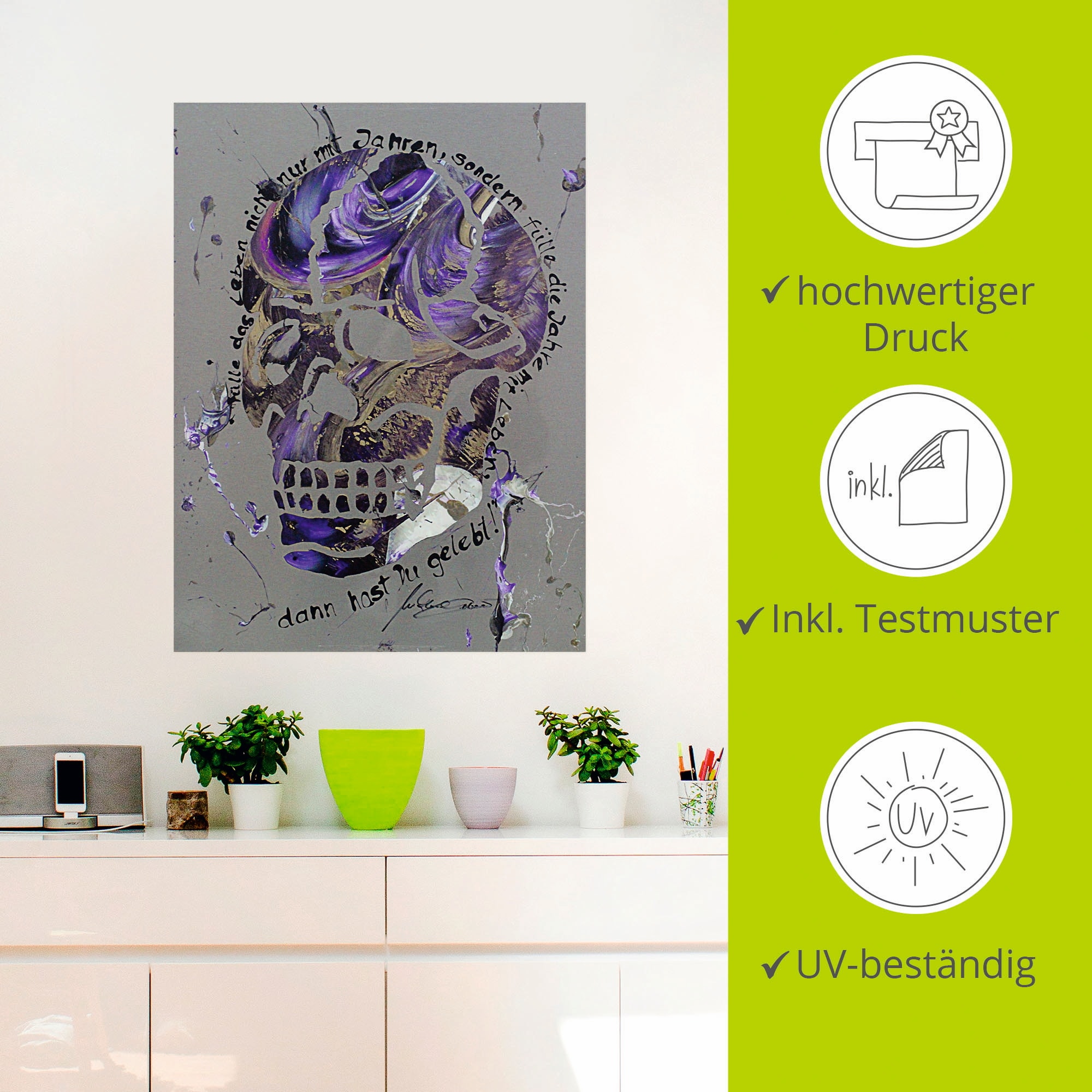 Artland Wandbild »Totenkopf 3«, Körper, (1 St.), als Leinwandbild, Wandaufkleber in verschied. Größen