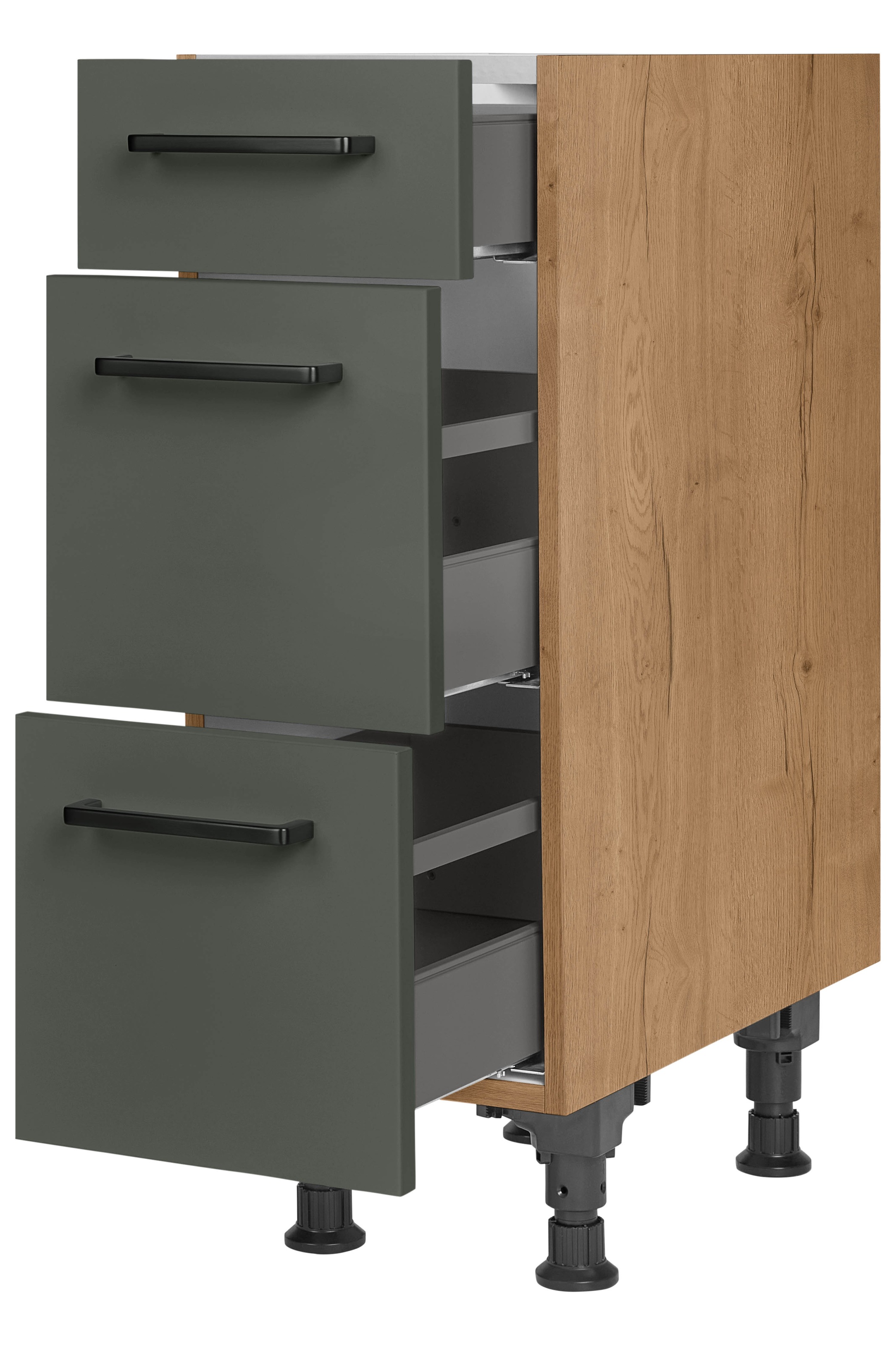 nobilia® Unterschrank »"Easytouch", vormontiert, mit höhenverstellbaren Sockelfüßen, in den«, Breiten 30, 45, 60 und 90 cm, mit Schubkasten und Auszügen