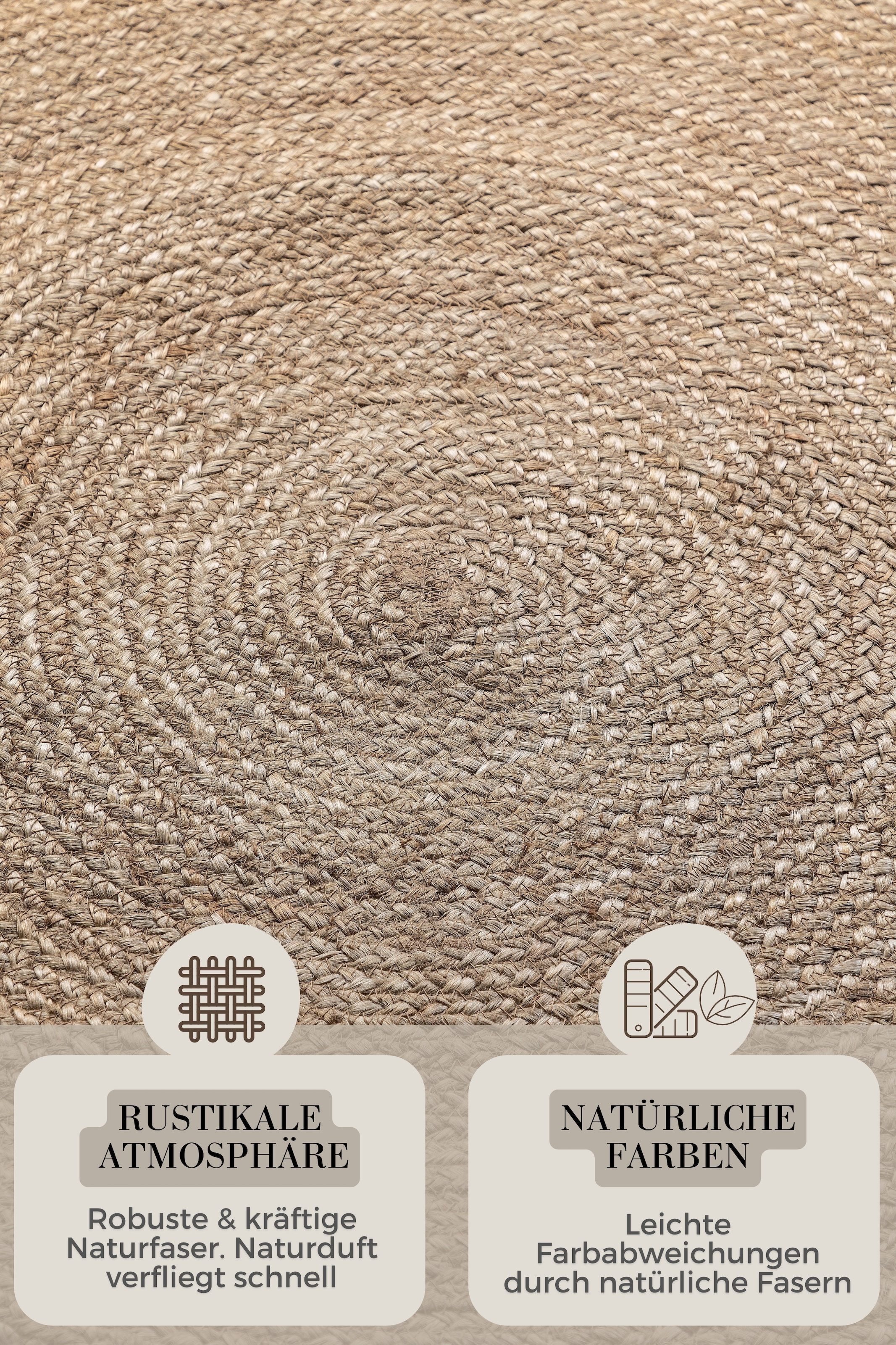 HANSE Home Teppich »Rangpur Juteteppich, auch in oval« rund 10 mm Höhe Handgewebt, 100% Jute , Natur, Wohnzimmer, Flur, Boho, Skandi