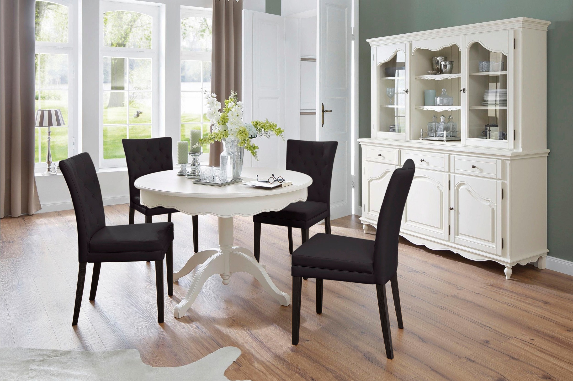 Home affaire 4-Fußstuhl »Colorado«, (Set), 2 St., Kunstleder, Beine aus Buche, wengefarben lackiert, Im 2er, 4er oder 6er-Set