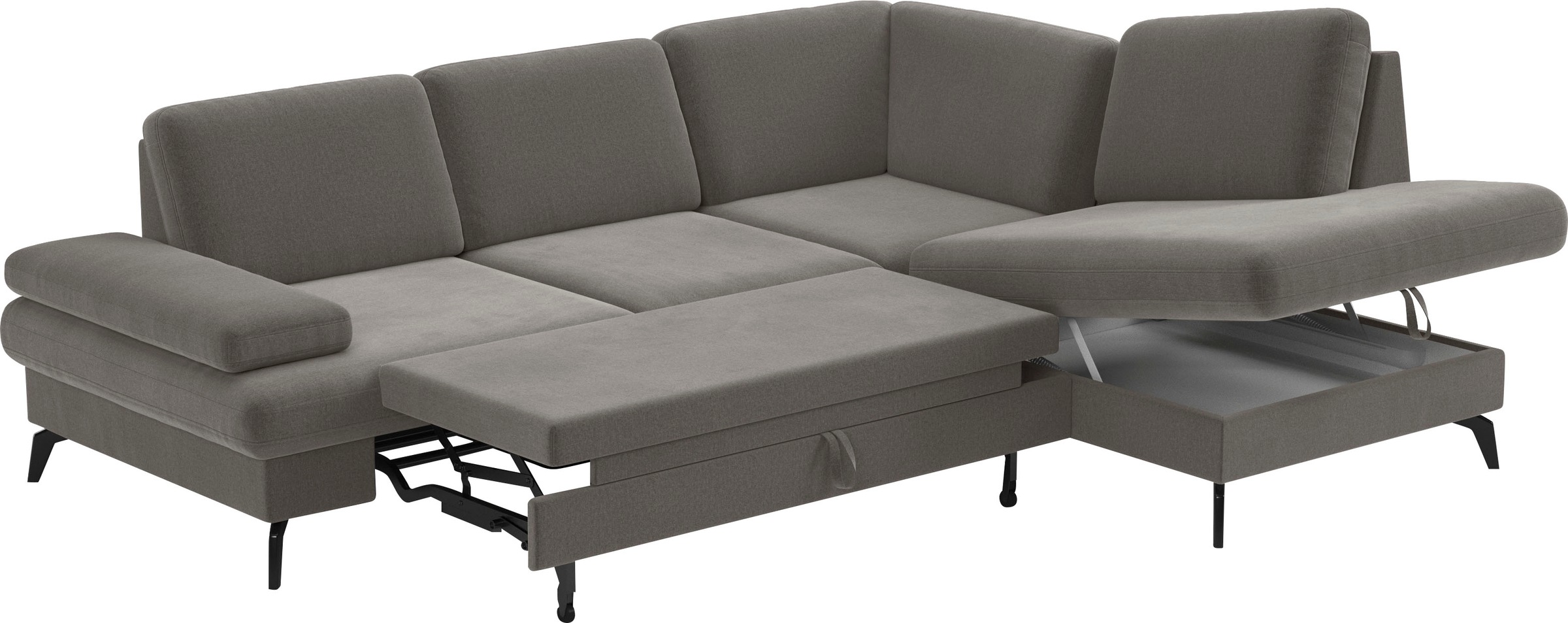 sit&more Ecksofa »Morris L-Form, inkl. Sitztiefenverstellung«, wahlweise mit Armteilverstellung, Bettfunktion & Bettkasten