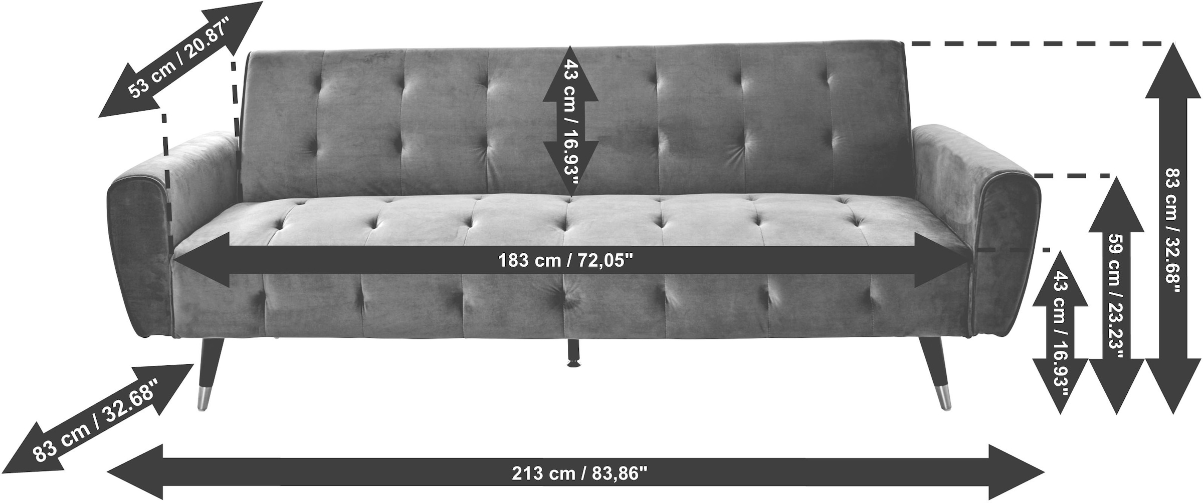 Jahnke 3-Sitzer »CHILLAX DREAM« mit Schlaffunktion, Seitentasche, Breite 213 cm