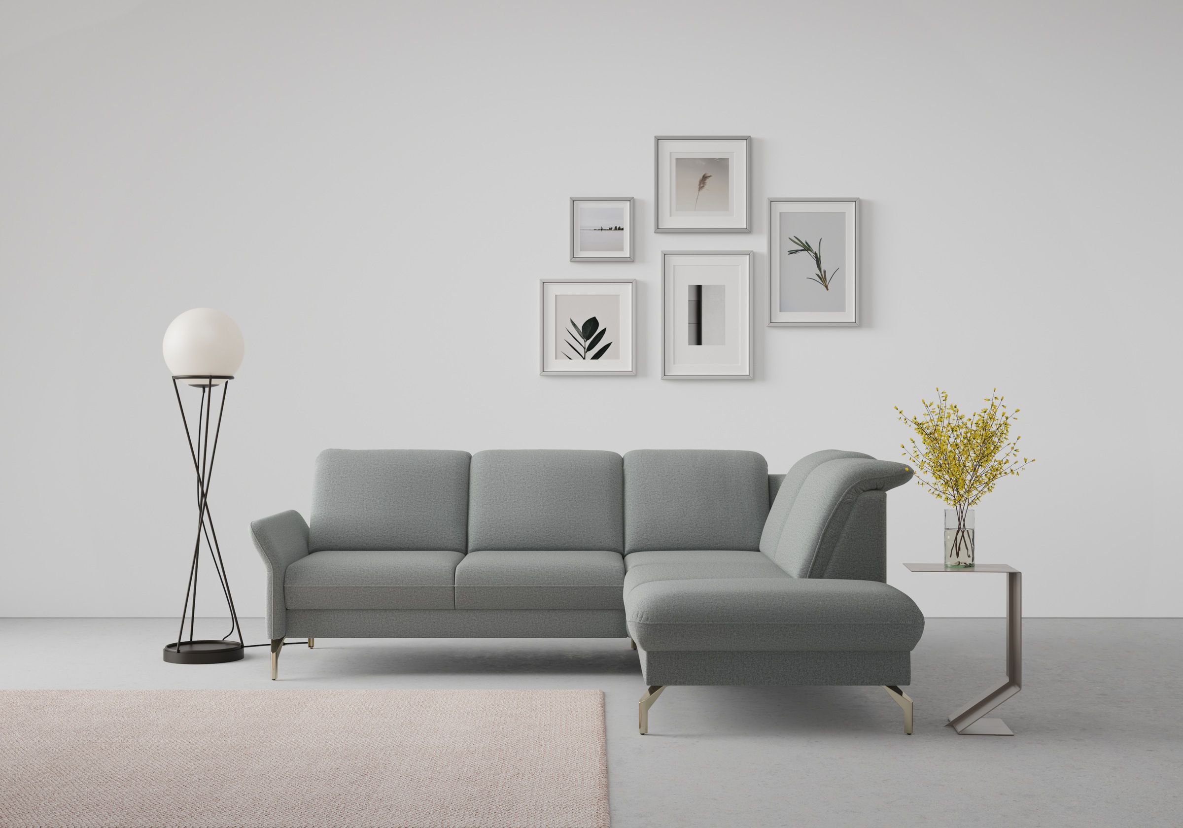 sit&more Ecksofa »Fashion L-Form«, wahlweise mit Kopfteilverstellung, Vorziehsitz, motorisch, Nickelfüße