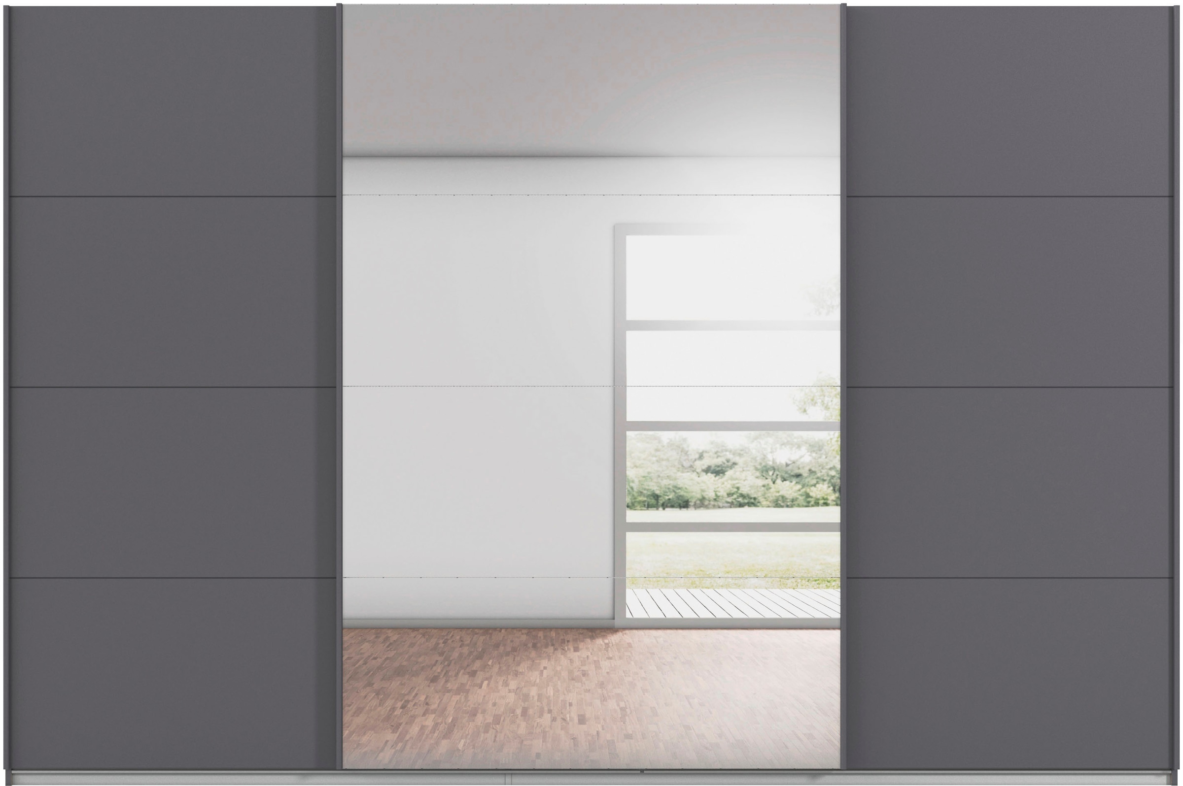 rauch Schwebetürenschrank »Kleiderschrank Schrank Garderobe AGORDO«, (in zwei Griff-Farben), Top Innenausstattung, in 4 Breiten und 2 Höhen MADE IN GERMANY