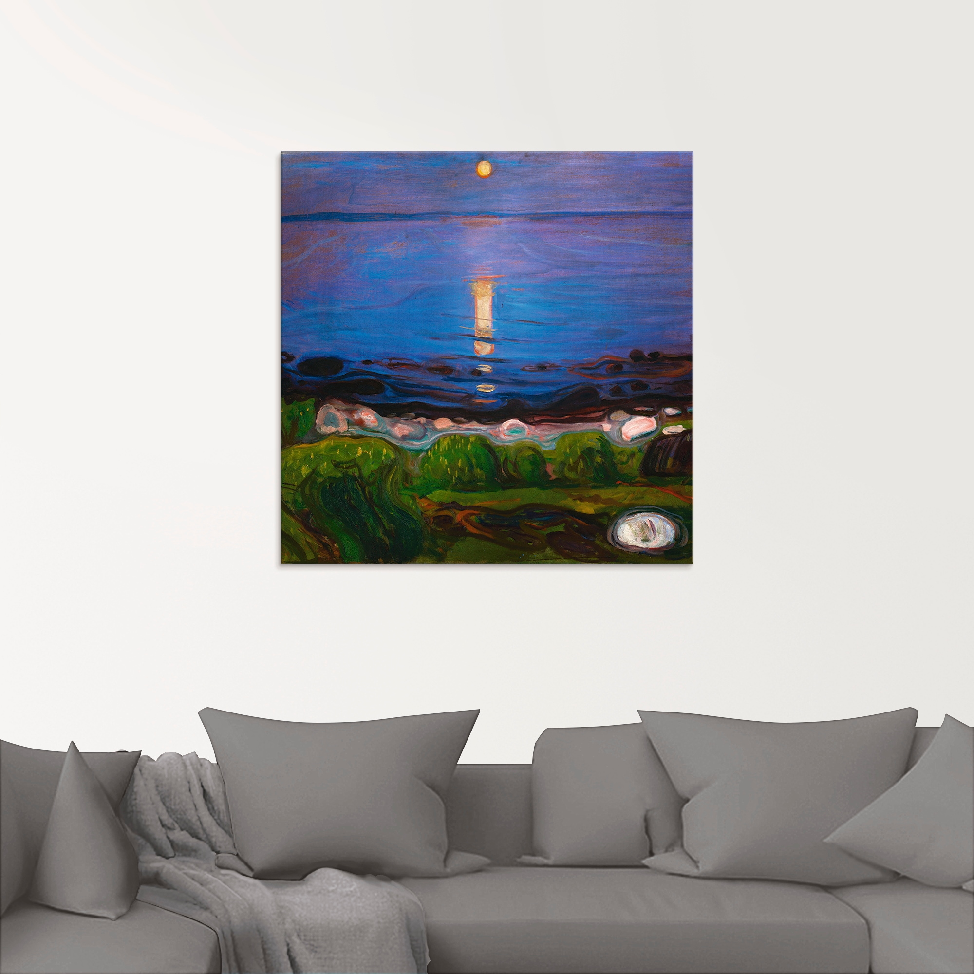 Artland Glasbild "Sommernacht am Meeresstrand.", Gewässer, (1 St.), in vers günstig online kaufen