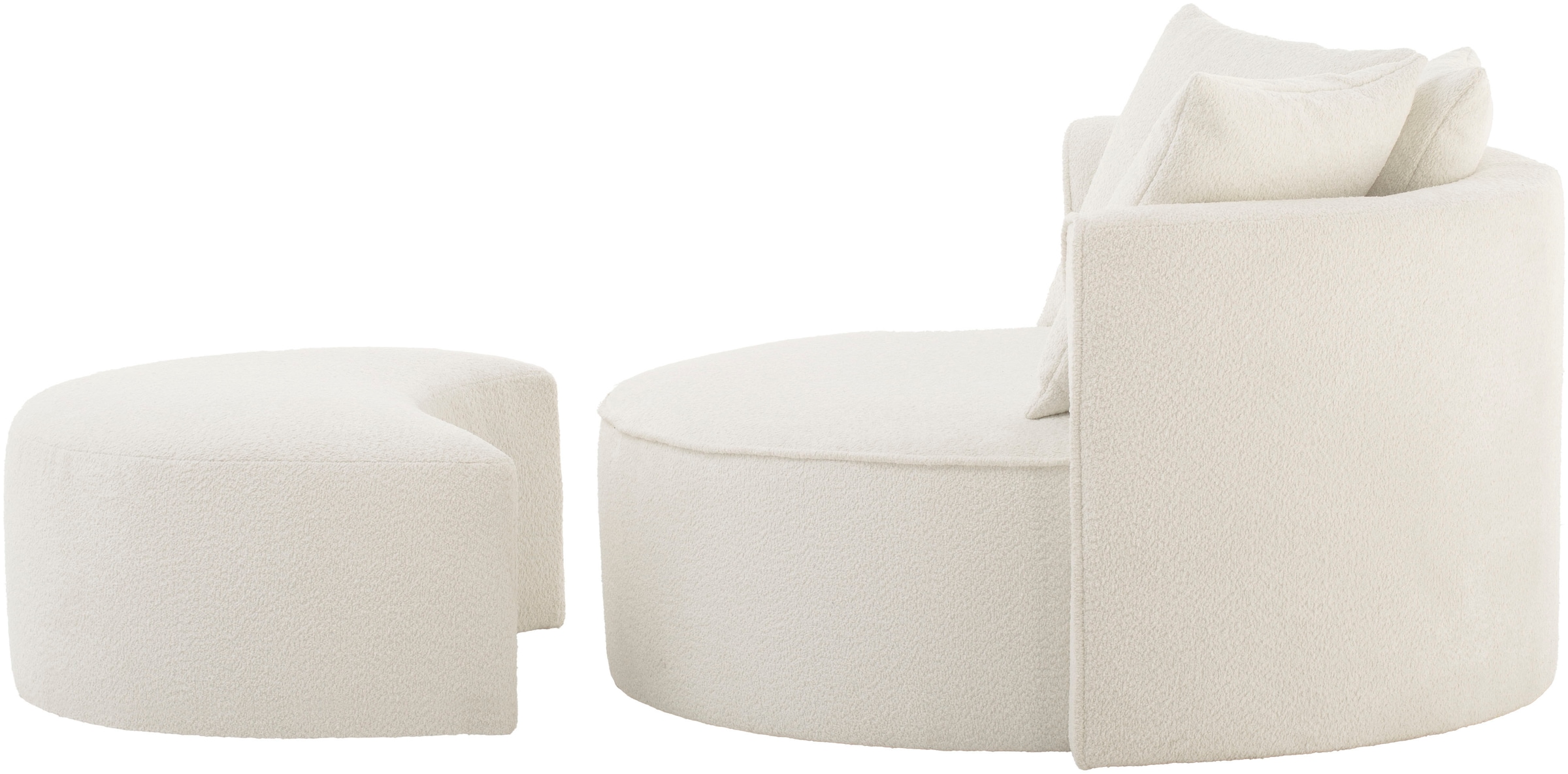 LeGer Home by Lena Gercke XXL-Sessel »ISALIE, Rundsessel mit Hocker, Lesesessel, Loveseat, Big-Sessel«, (Set), trendige Stoffe, 3 Zierkissen, große Sitzfläche, Cord, Samt, Bouclé