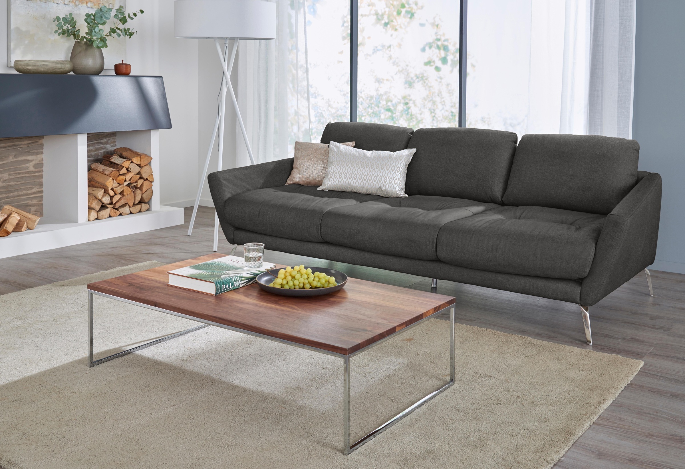 W.SCHILLIG Big-Sofa »softy«, mit dekorativer Heftung im Sitz, Füße Chrom glänzend
