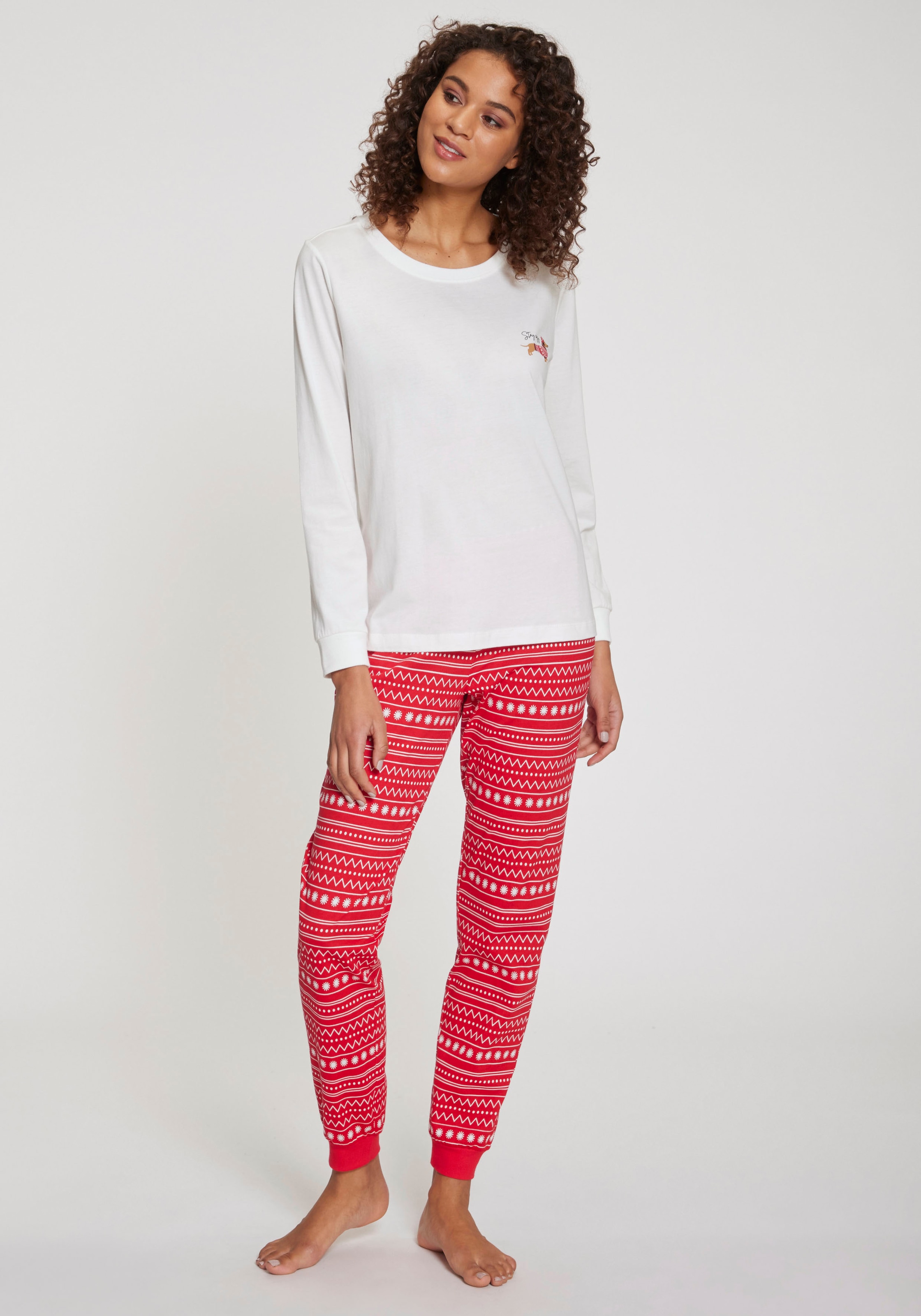 LASCANA Pyjama, (Set, 2 tlg.), mit süßem Dackel-Motiv