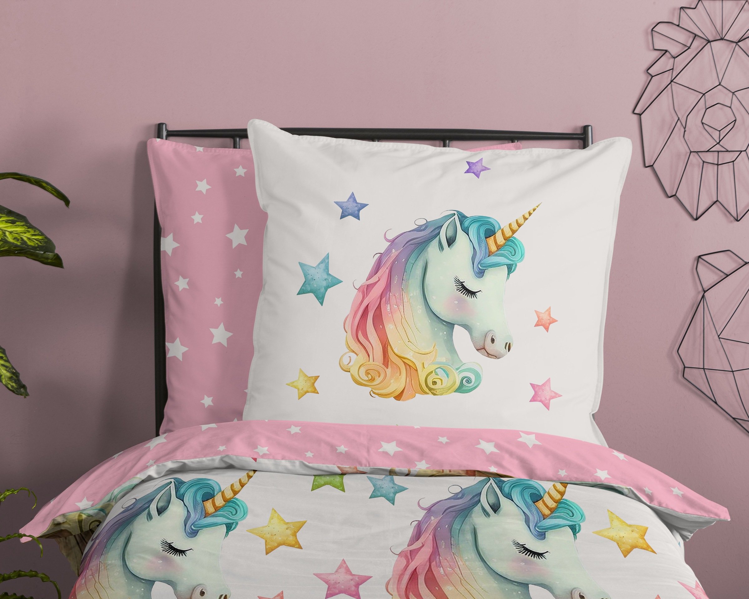 PURE luxury collection Kinderbettwäsche »Fancy«, Mikrofaser, 135x200, 2 Teilig, Wendeoptik, Kind, Mädchen, Einhorn
