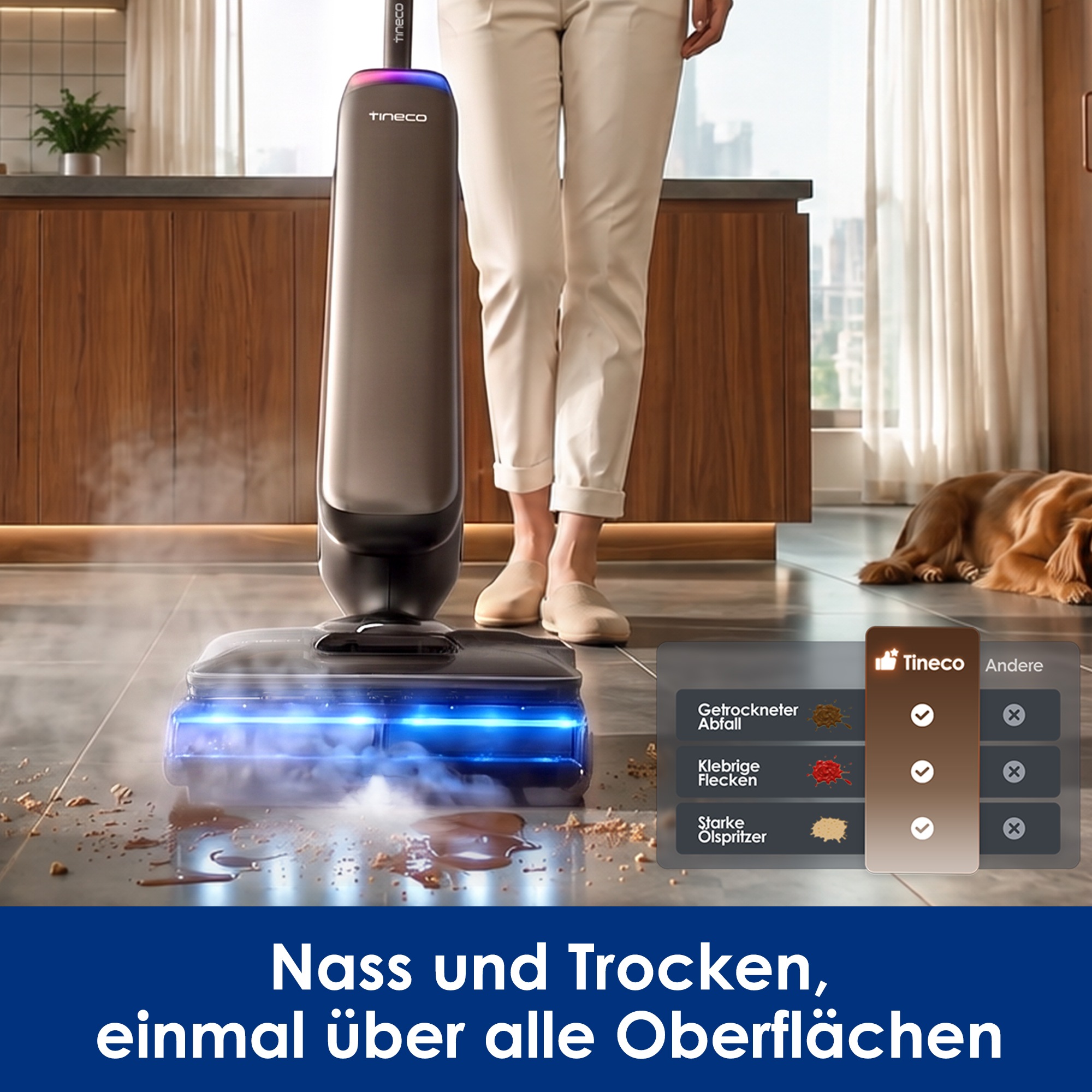 Tineco Nass-Trocken-Sauger »FLOOR ONE S9 Artist Boost Steam Premium« Schrubber-Modus mit 99°C Wasserdampf, 25.000 Pa Saugleistung
