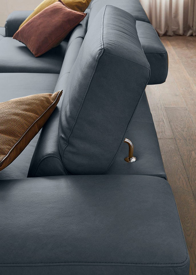 W.SCHILLIG Ecksofa »piedroo, Designsofa mit tollem Sitzkomfort, elegant und bequem, L-Form«, Kopfteilverstellung, wahlweise mit Sitztiefenverstellung, Breite 303cm