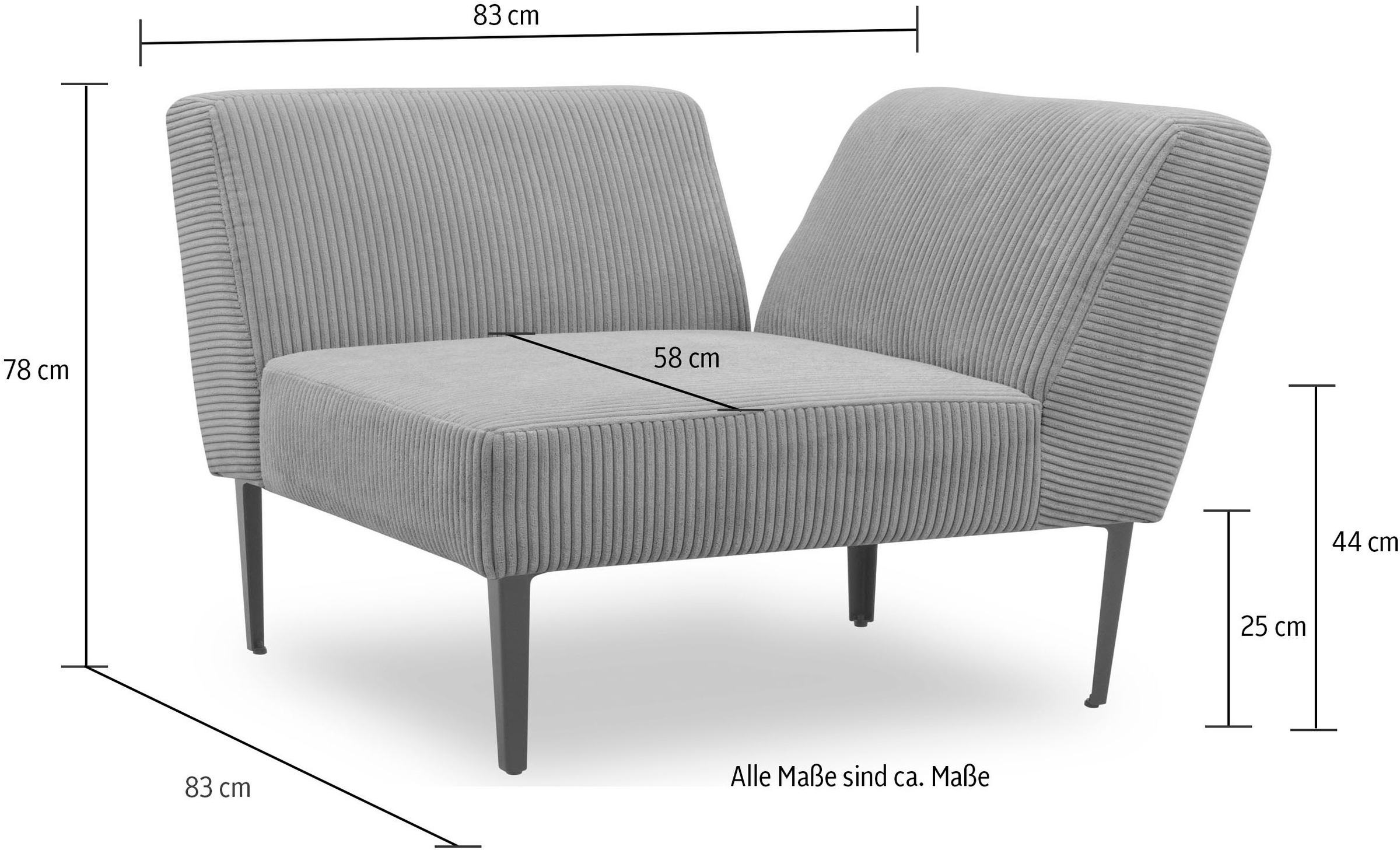 DOMO collection Sofa-Eckelement »700010 Lieferzeit nur 2 Wochen, auch einzeln stellbar«, Modul - als Ecke oder Abschluss einsetzbar, Cord-Bezug