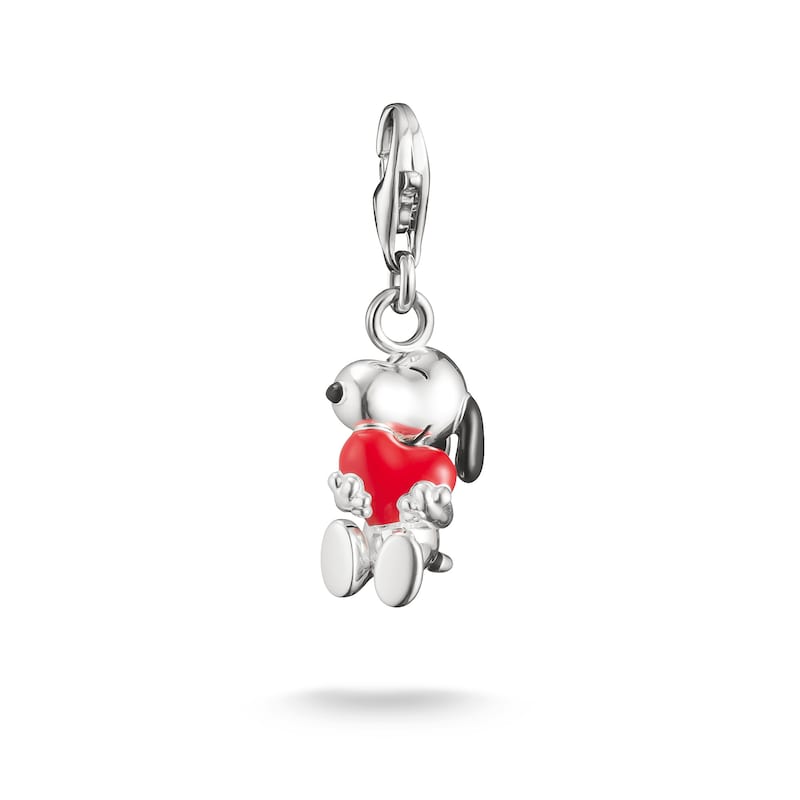 THOMAS SABO Charm-Einhänger »x Peanuts Snoopy & Herz Charm - Original« silberfarben-schwarz-rot THOMAS SABO x Peanuts Snoopy & Herz Charm - Original