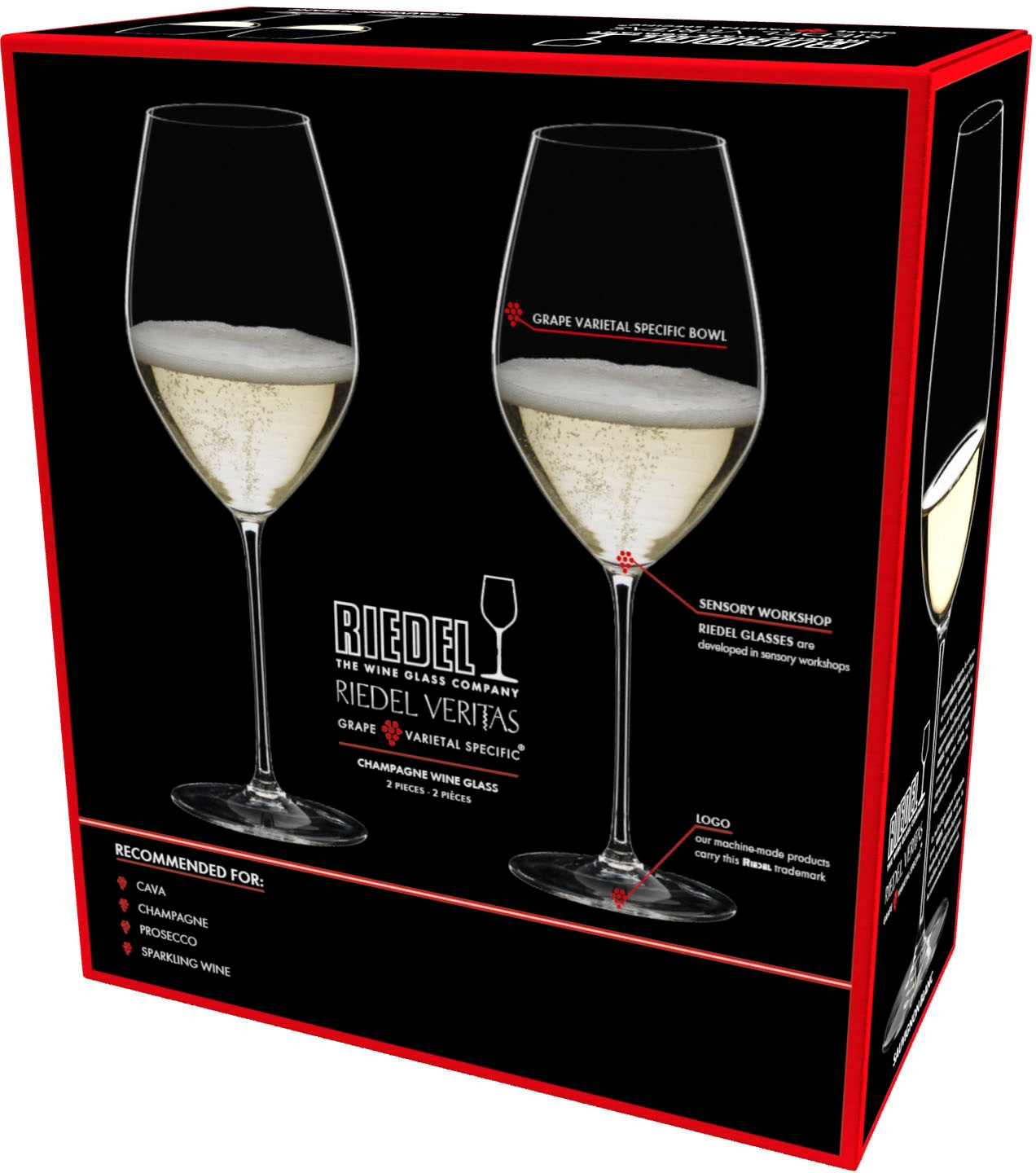 RIEDEL THE WINE GLASS COMPANY Champagnerglas »Veritas«, (Set, 2 tlg.), Made in Germany, 459 ml, 2-teilig