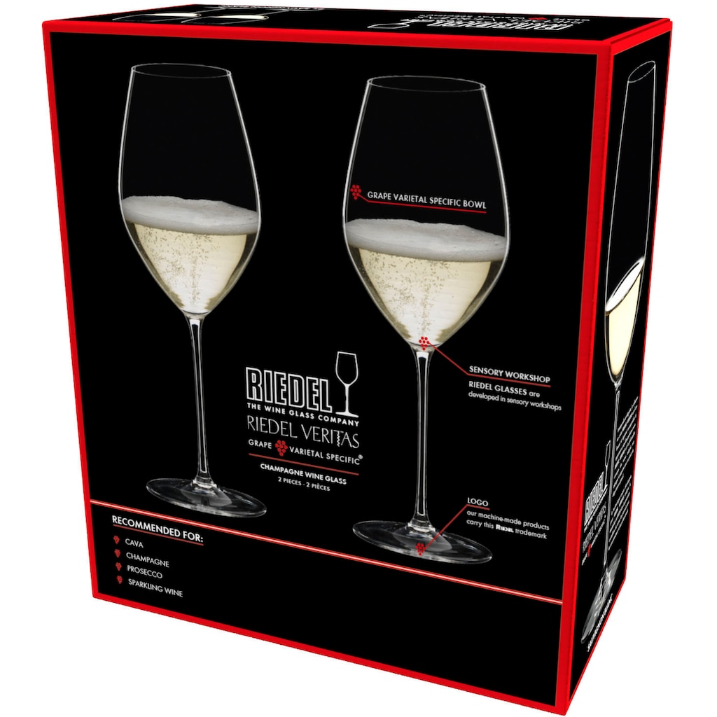 RIEDEL THE WINE GLASS COMPANY Champagnerglas »Veritas«, (Set, 2 tlg.), Made in Germany, 459 ml, 2-teilig