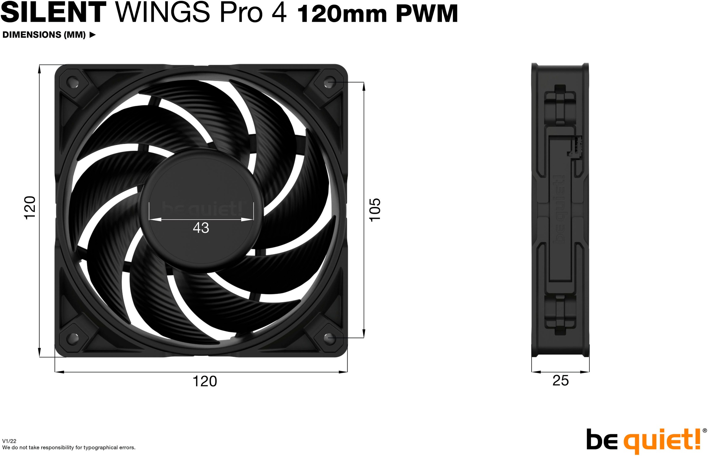 be quiet! Gehäuselüfter »SILENT WINGS PRO 4  120mm PWM«