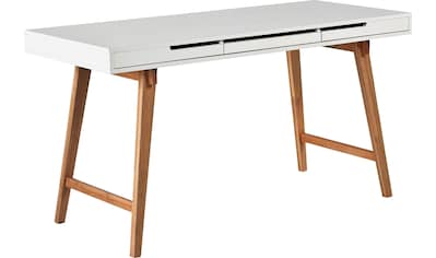 MCA furniture Schreibtisch »Anneke L«, weiß matt lackiert, Gestell Massivholz... kaufen