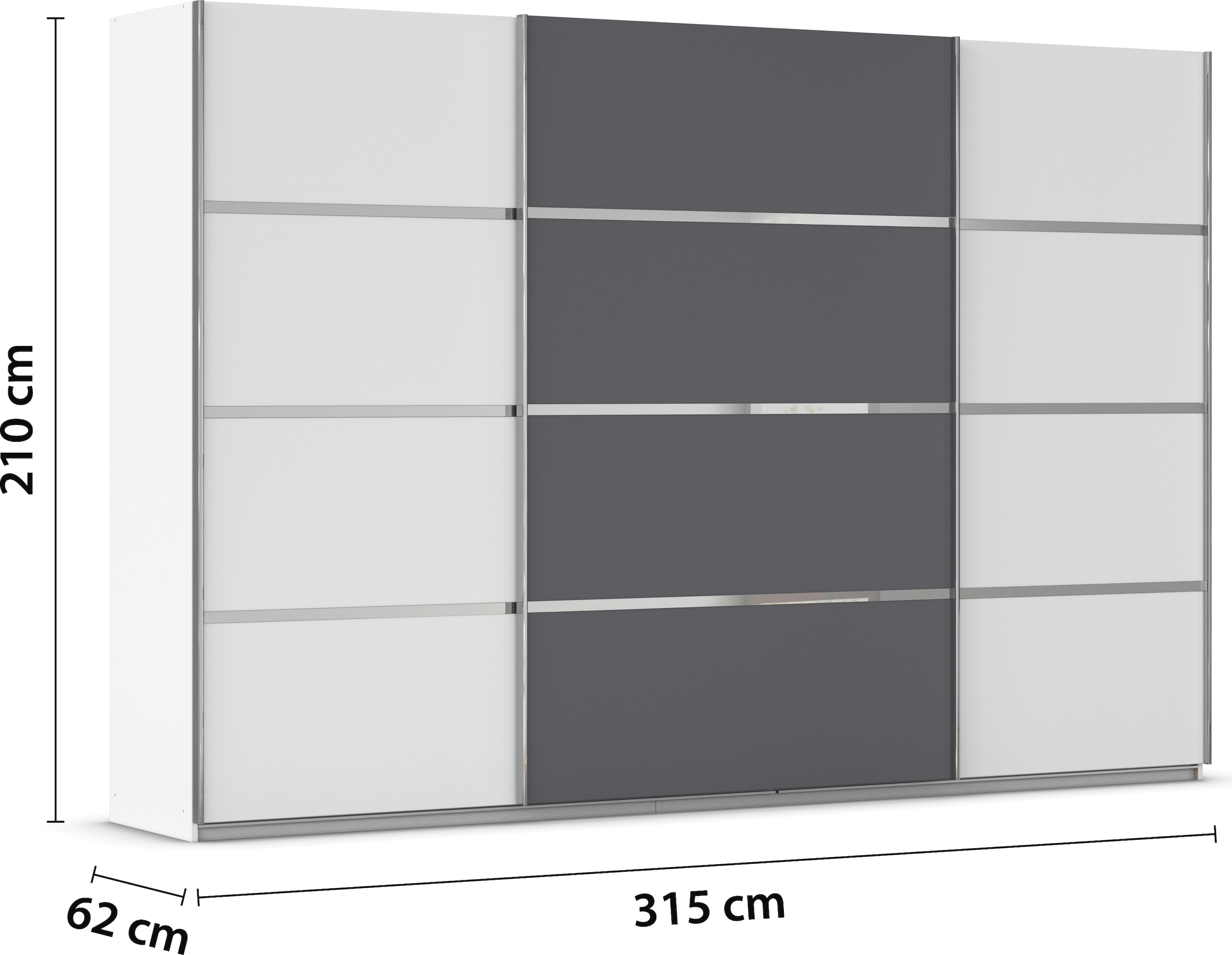 rauch Kleiderschrank »Schwebetürenschrank Garderobe Schrank TOP ANGEBOT Avola«, (in 3 verschiedenen Ausstattungen BASIC/CLASSIC/PREMIUM), mit eleganten Zierleisten in Chrom, Schwarz oder Weiß MADE IN GERMANY