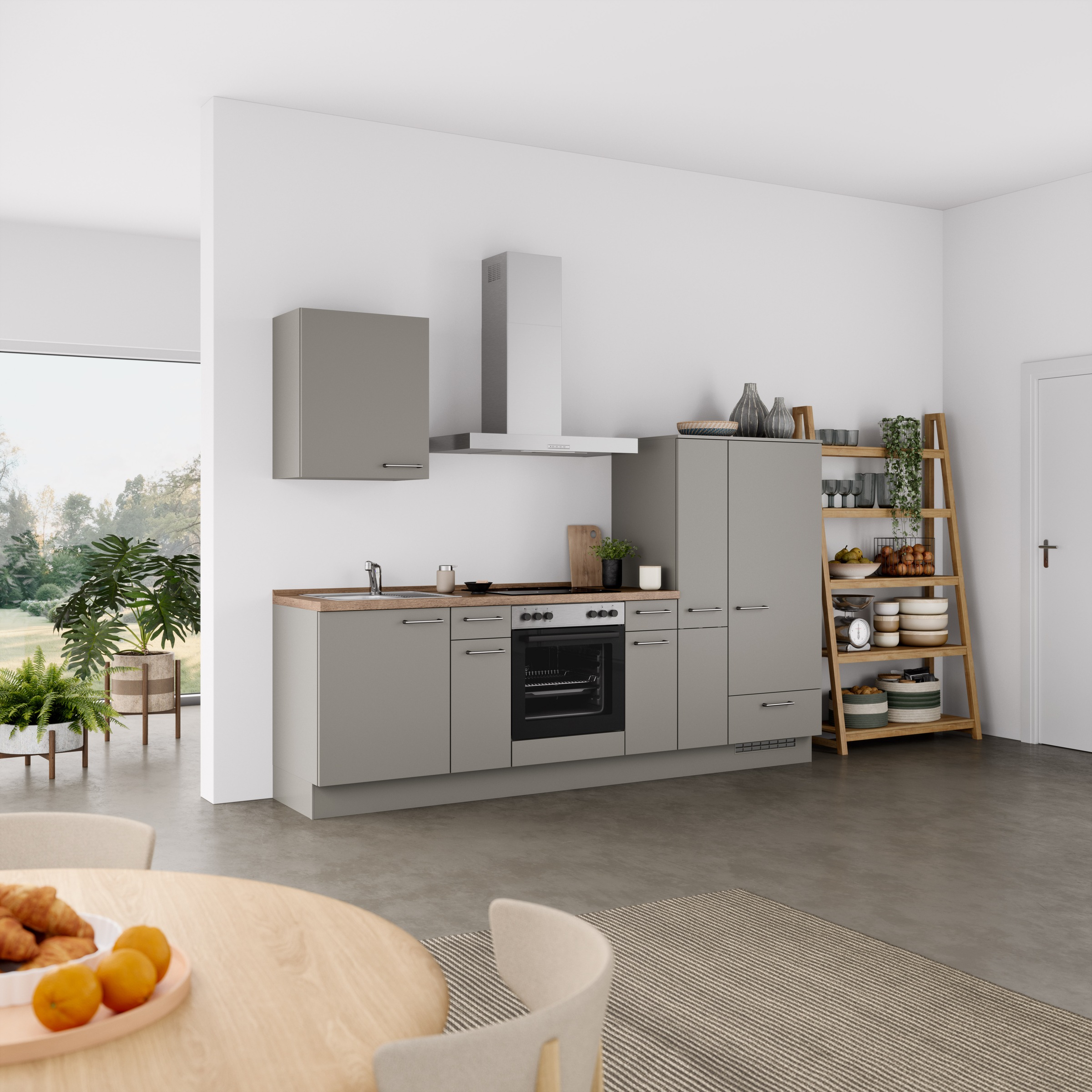 nobilia® Küchenzeile »"Laser I", Ausrichtung wählbar, Breite 270 cm« vormontiert, wahlw. mit unterschiedlichen E-Geräten-Sets