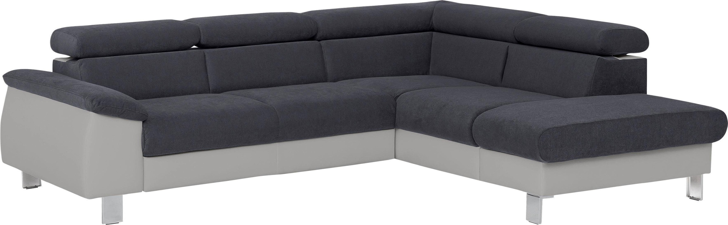 COTTA Polstergarnitur »Komaris«, (Set), Set: bestehend aus Ecksofa und Hocker, Kopfteilverstellung