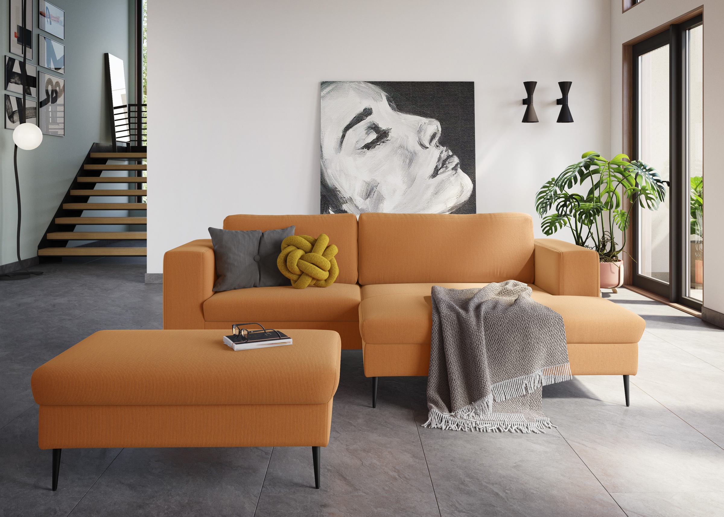 DOMO collection Sitzhocker »Modica«, passend zur Serie, auch in Cord