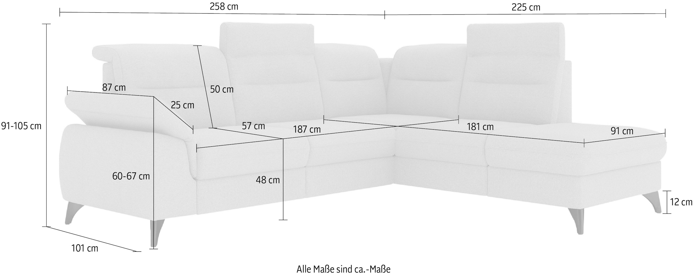 sit&more Ecksofa »Astoria L-Form«, wahlweise mit motorischer Relaxfunktion