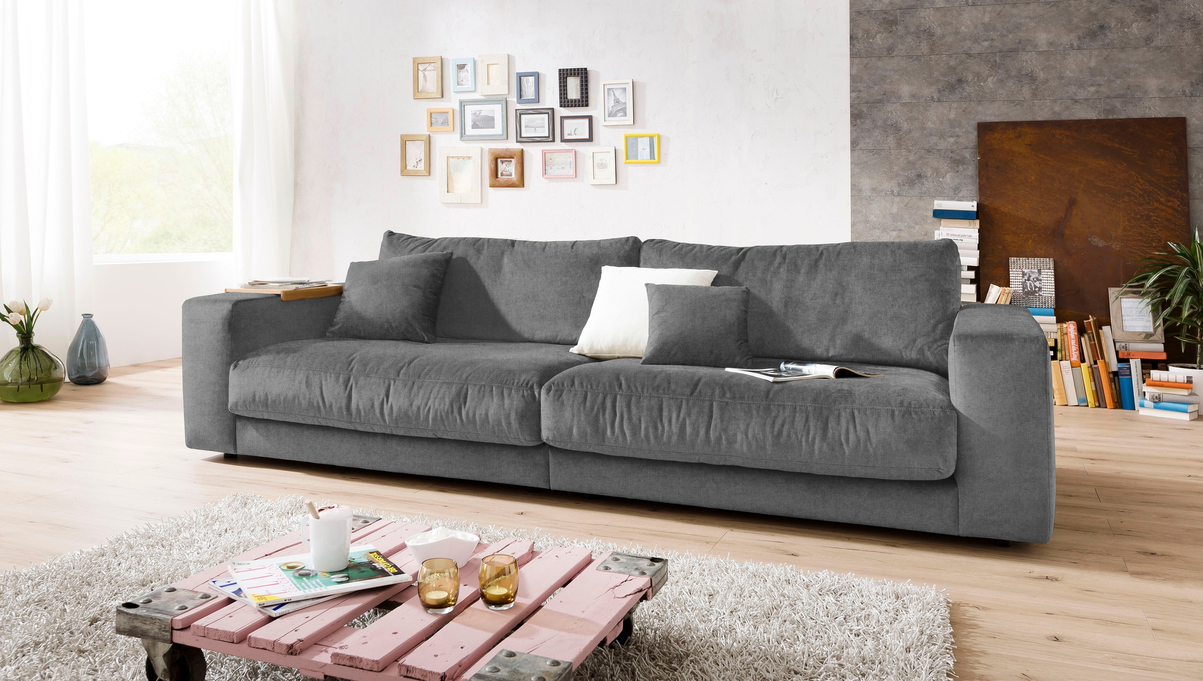 3C Candy Big-Sofa »Enisa II«, incl. 1 Flatterkissen, Wahlweise mit Flecken-Schutz-Bezug Easy care