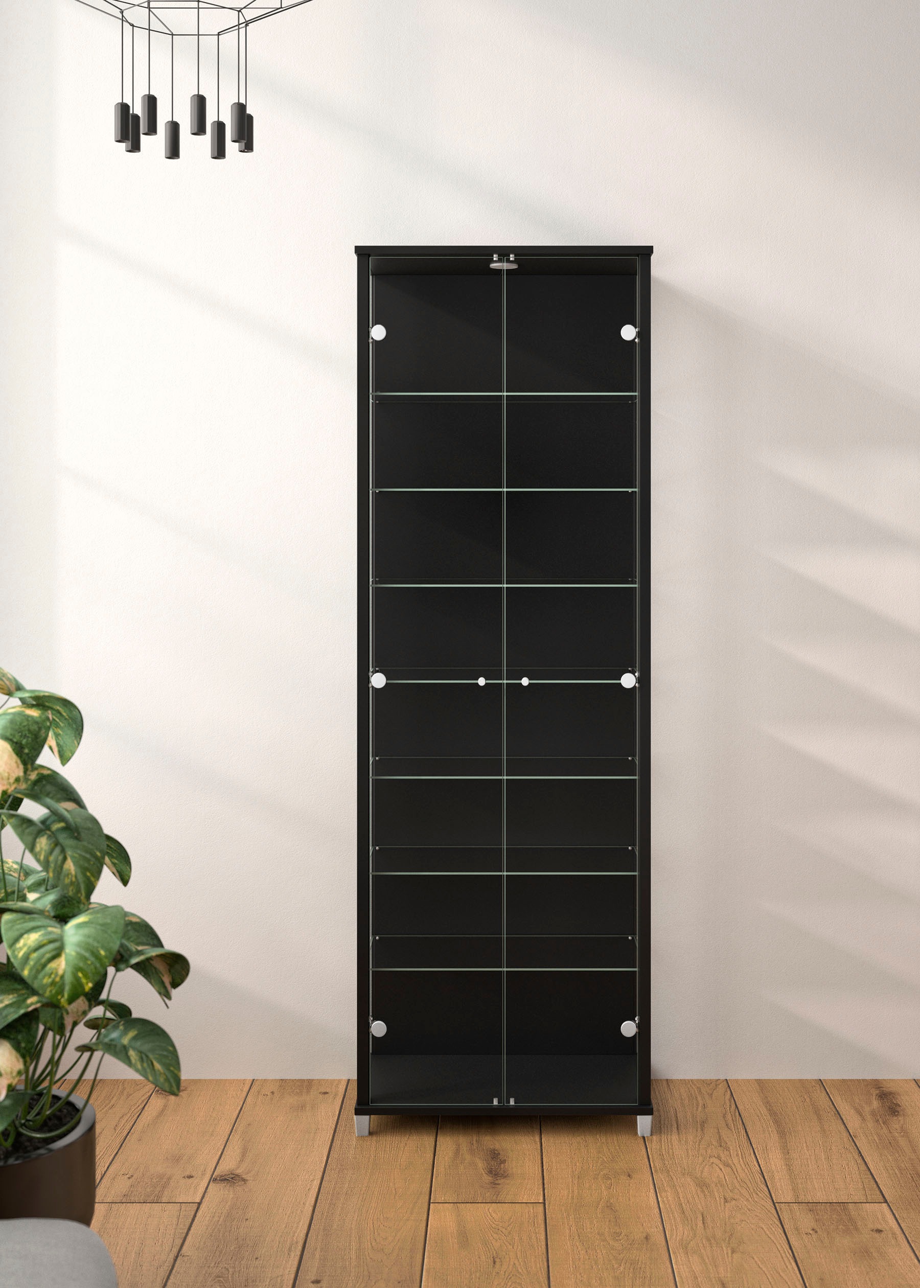 fif möbel Vitrine »Optima«, Standvitrine, Glastüren, 7 Böden, LED, vielseitig, perfekt für Sammler