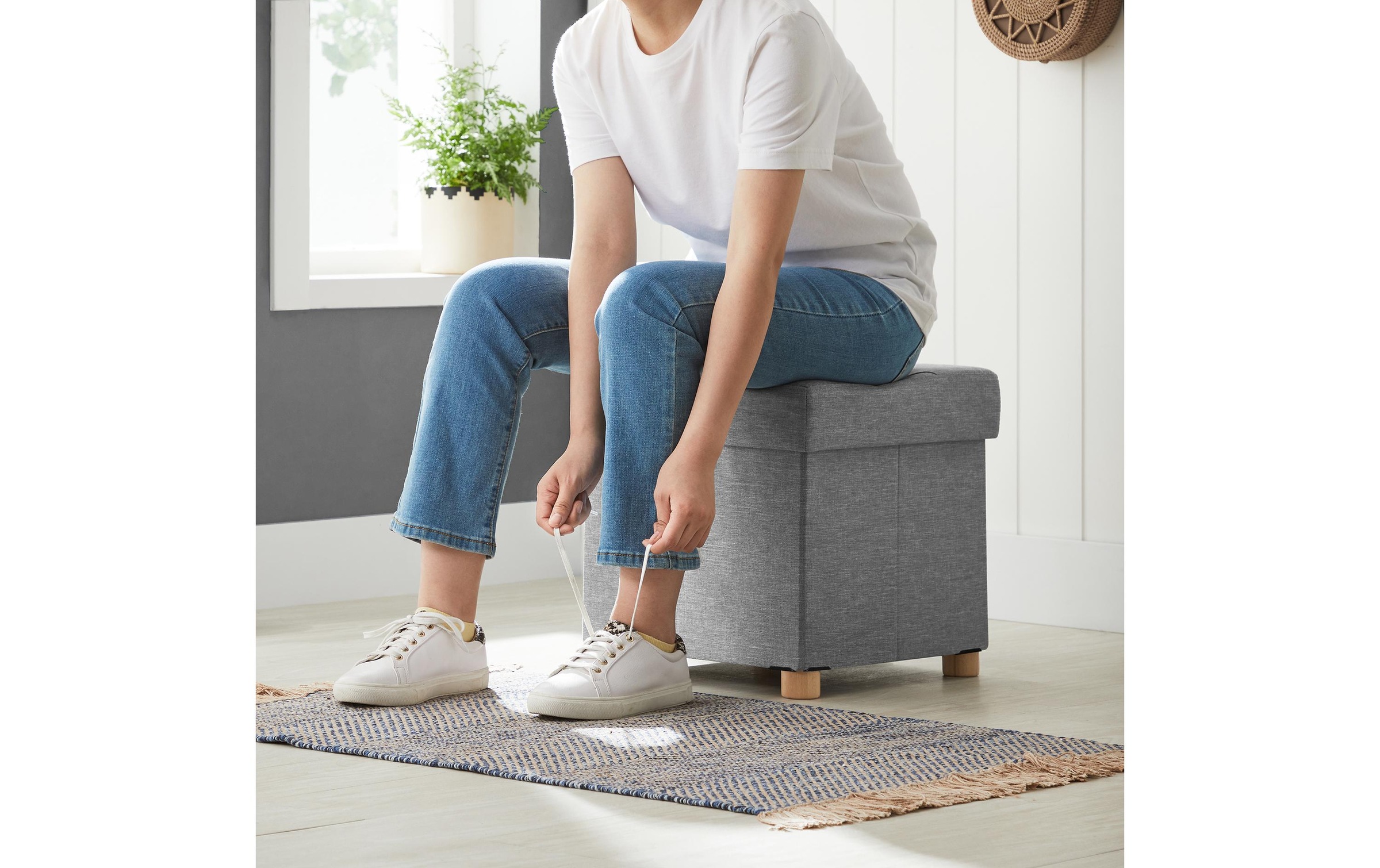 SONGMICS Hocker »mit Stauraum, Hellgrau«
