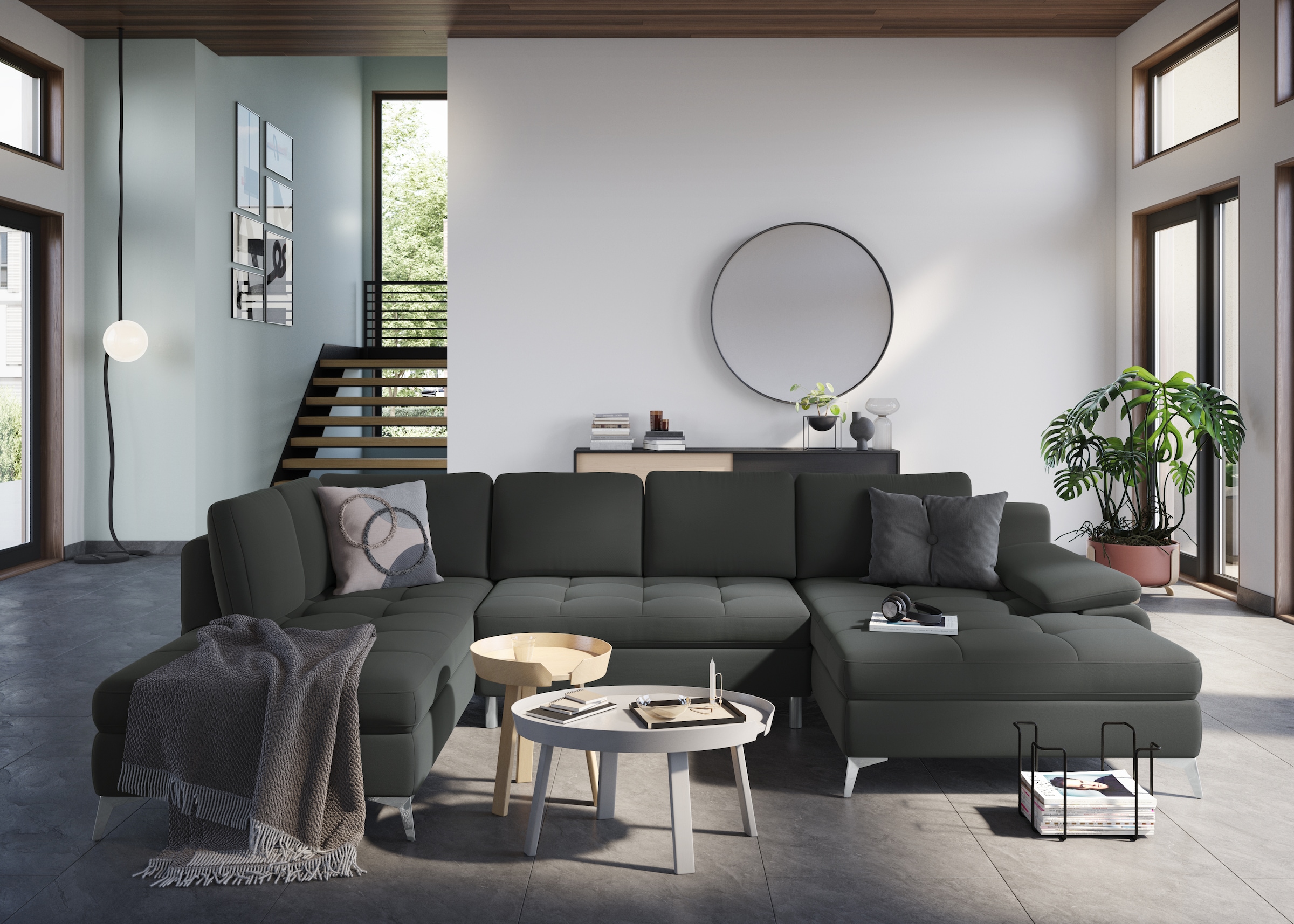 sit&more Wohnlandschaft »Latigo U-Form«, mit Recamiere, wahlweise mit Bettfunktion und Bettkasten
