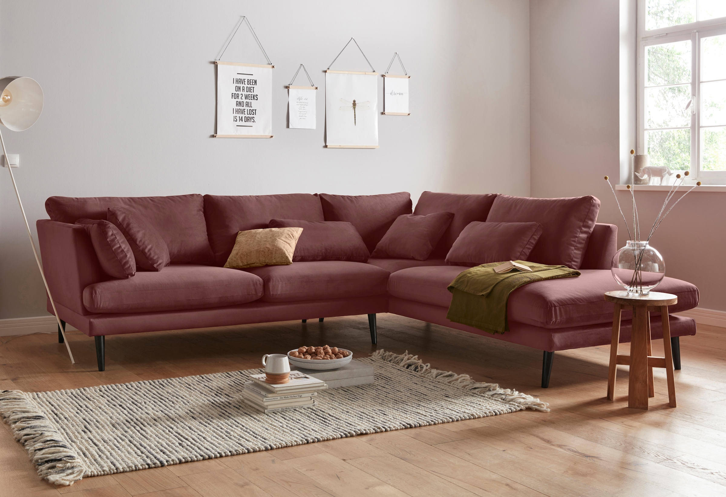 andas Ecksofa »Gondola, 273 cm, Ottomane,«, skandinavisches Design und edle Ausstrahlung, mit Holzbeinen