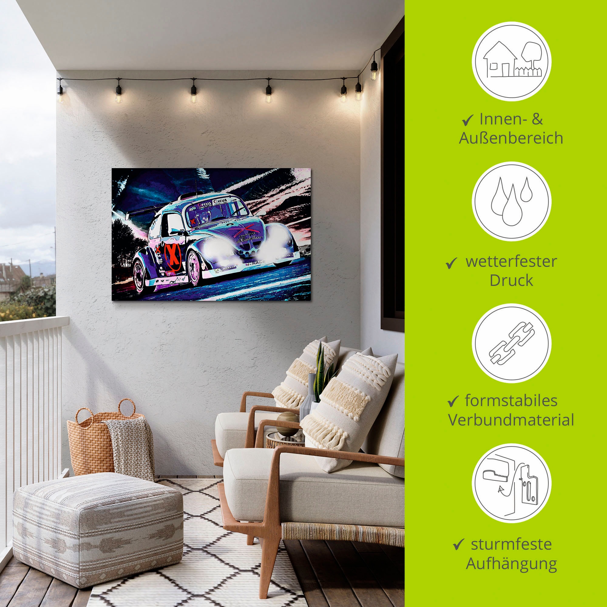 Artland Wandbild »Käfer Funcup Spa 2017«, Auto, (1 St.), als Alubild, Outdoorbild, Leinwandbild, Poster, Wandaufkleber