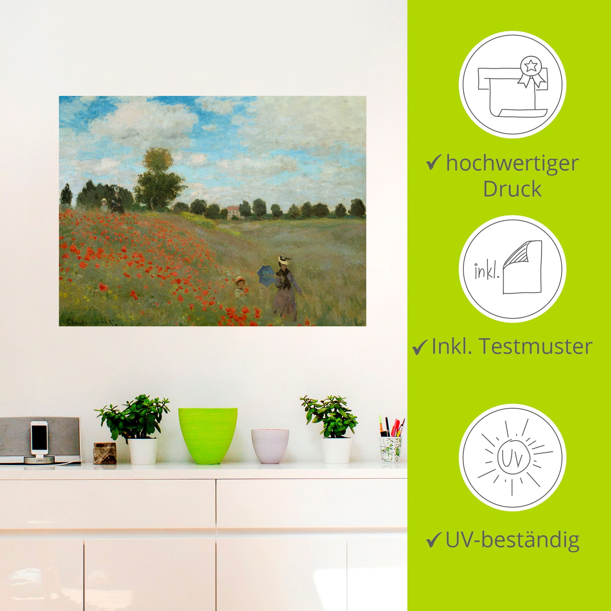 Artland Wandbild »Mohnfeld bei Argenteuil. 1873«, Blumen, (1 St.), als Leinwandbild, Poster, Wandaufkleber in verschied. Größen