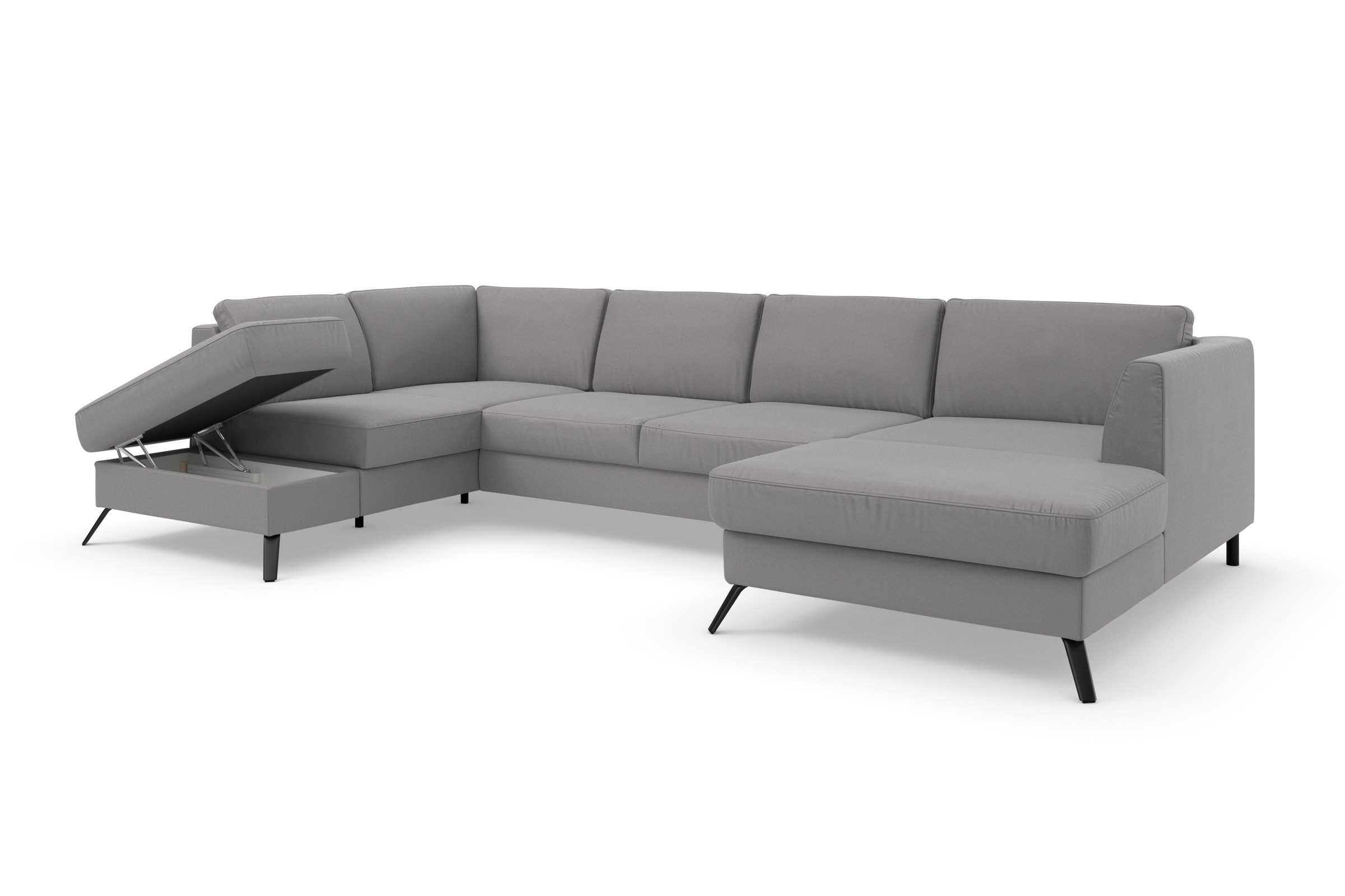 sit&more Wohnlandschaft »Olsen U-Form«, inklusive Sitztiefenverstellung, wahlweise mit Bettfunktion, 15cm hoch